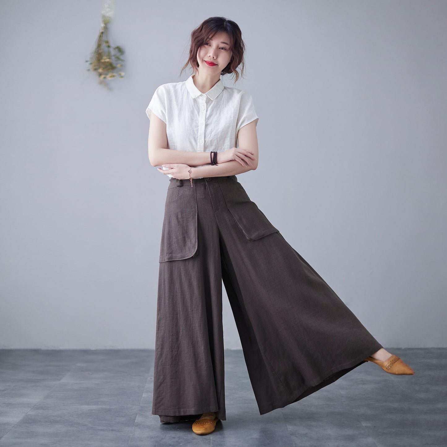 Womens Casual Long Linen pants c2125