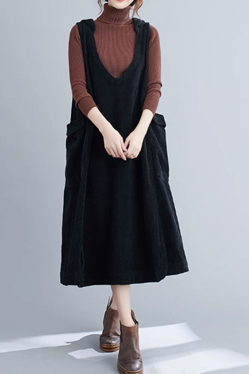 Loose fitting corduroy dress for women C3821
