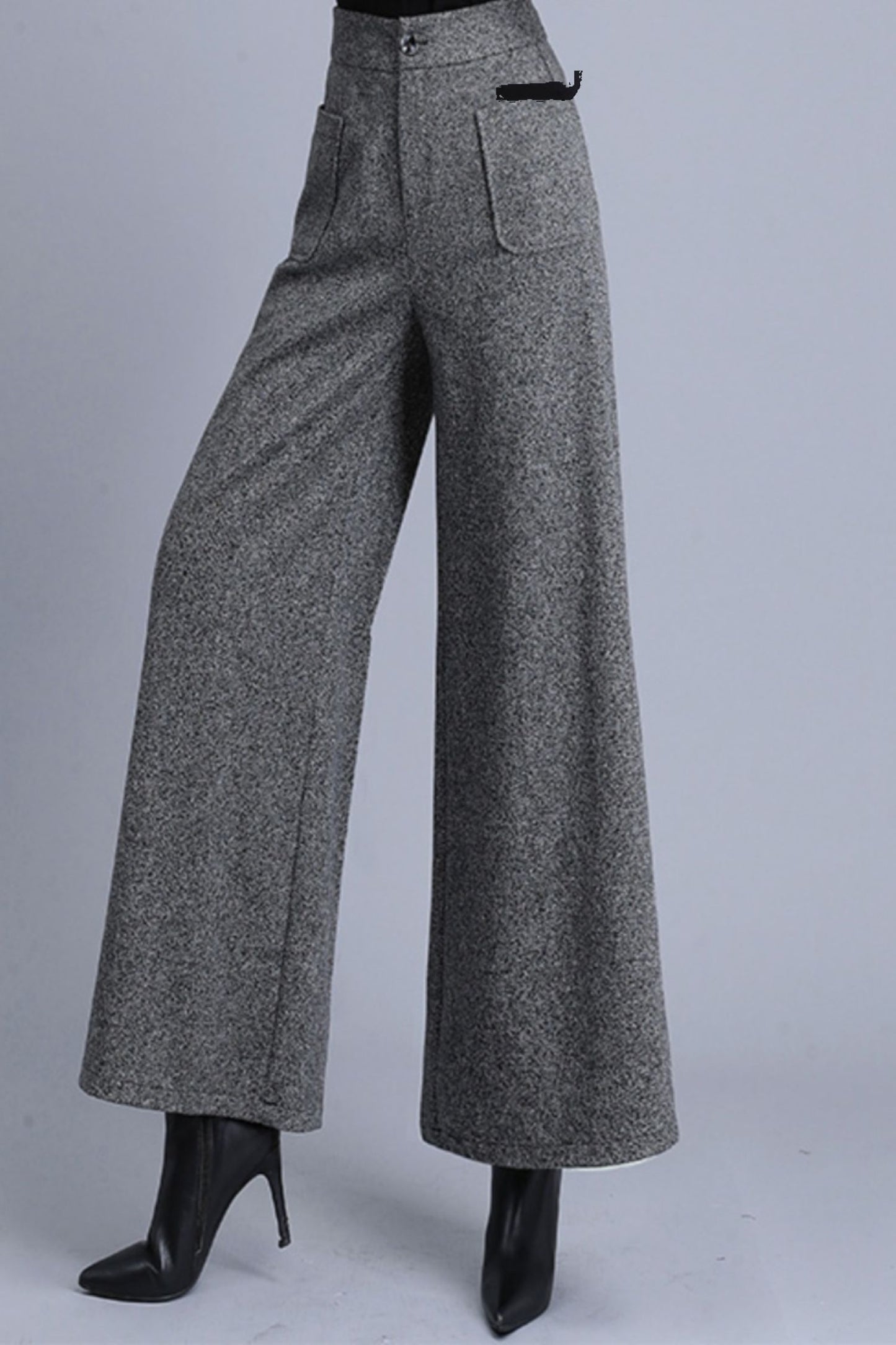 High waist wool pants with pockets c5088