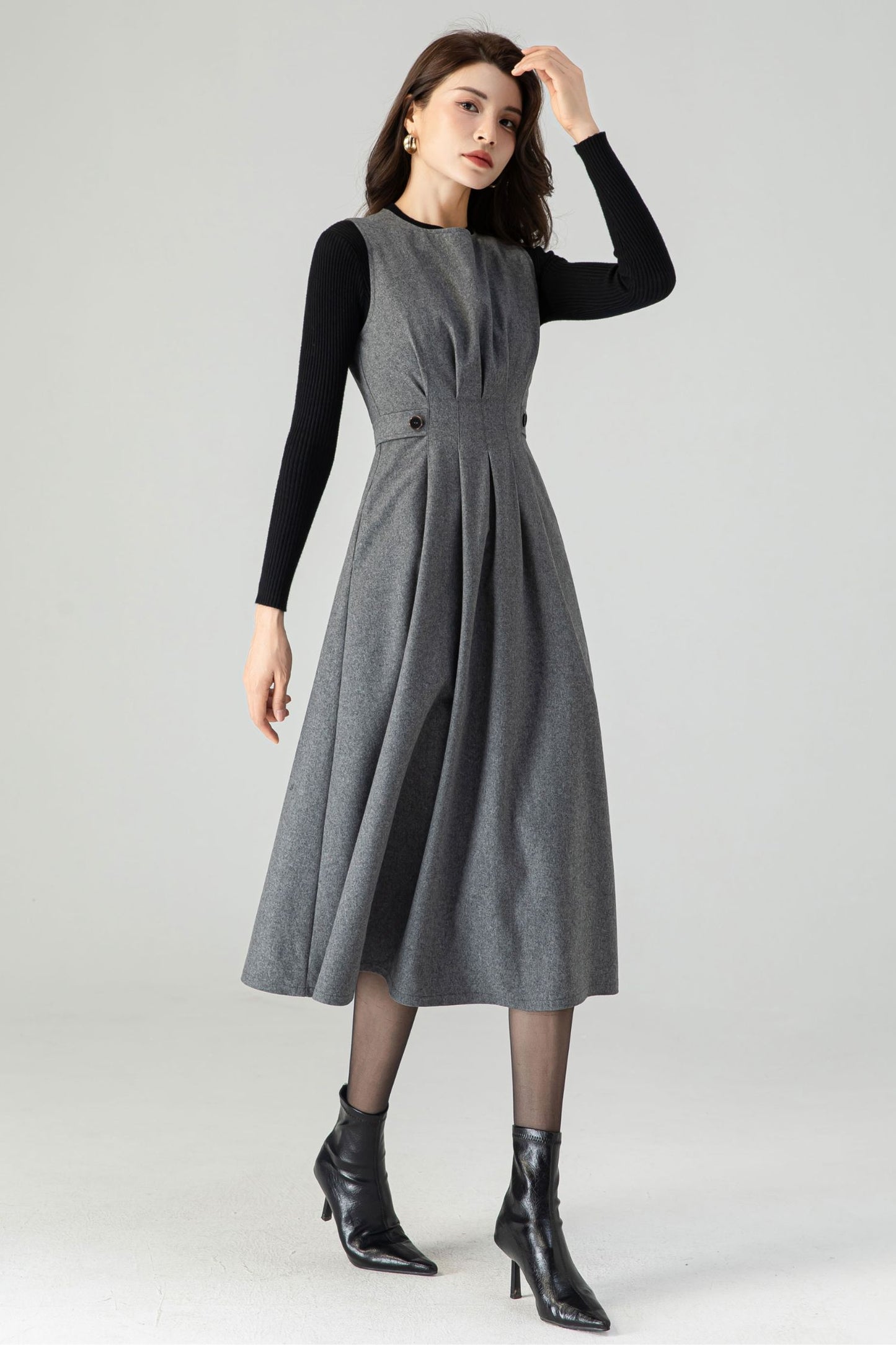 Womens Winter Midi Wool Dress C3618-Size XS US2 #CK2301268
