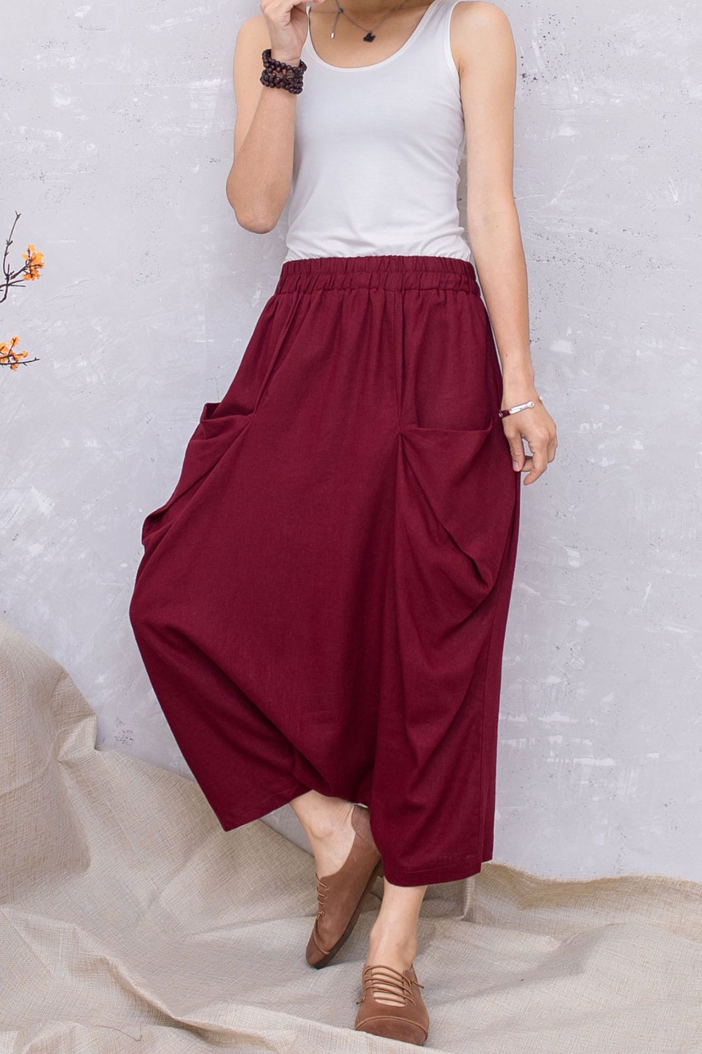 Women Summer Harem Linen Plus Size Casual Pants C2800 - CK2201353