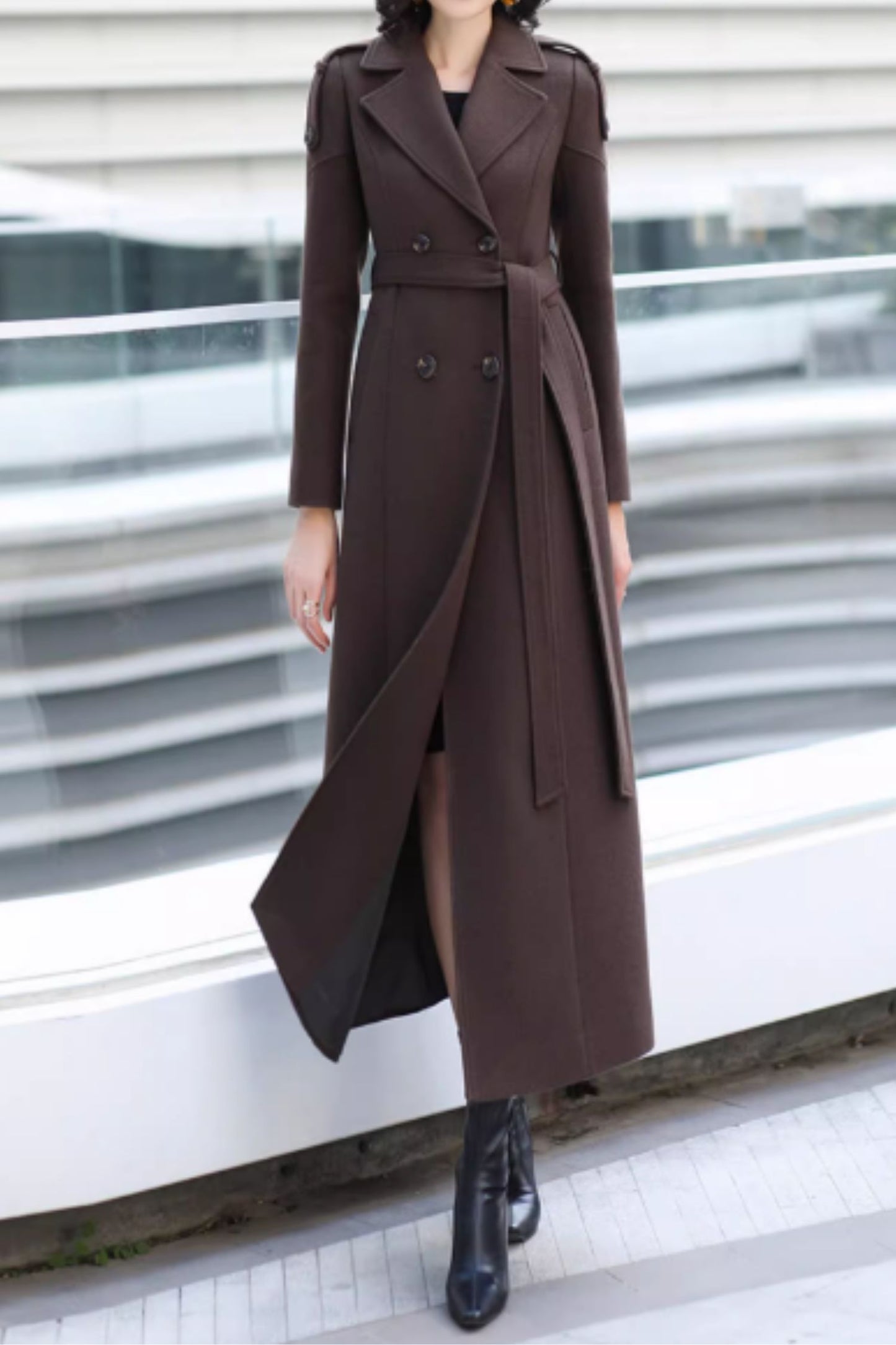Long trench wool coat women C5170