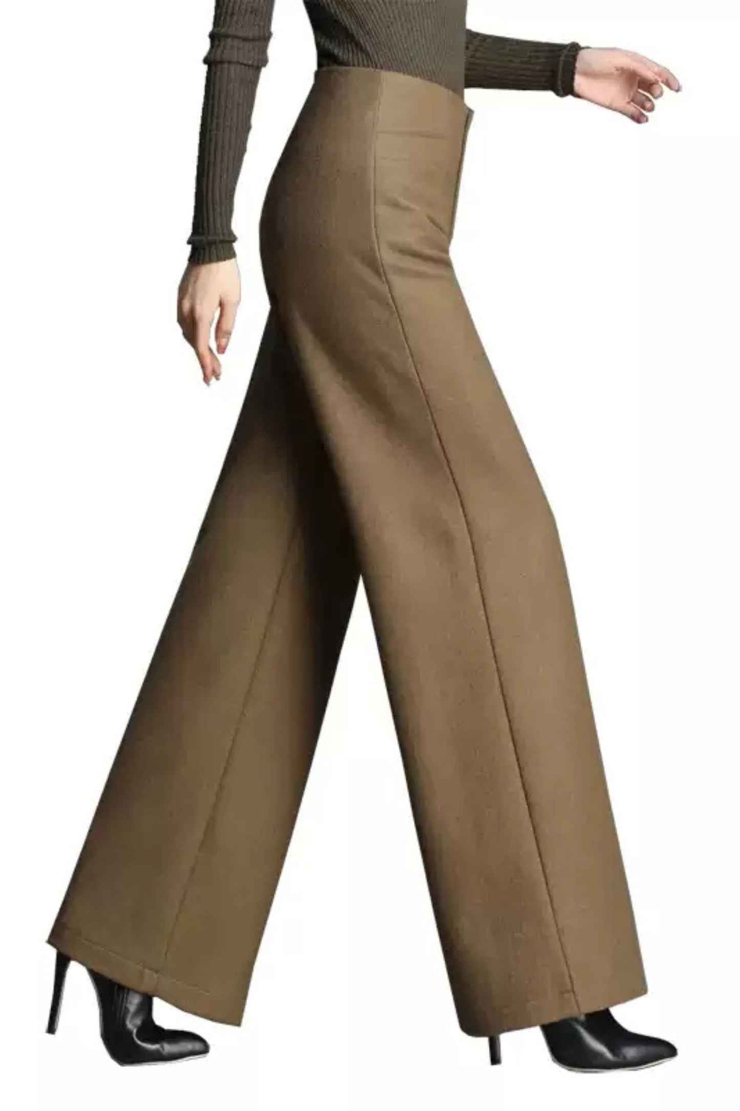 Maxi wide leg wool pants women c5079
