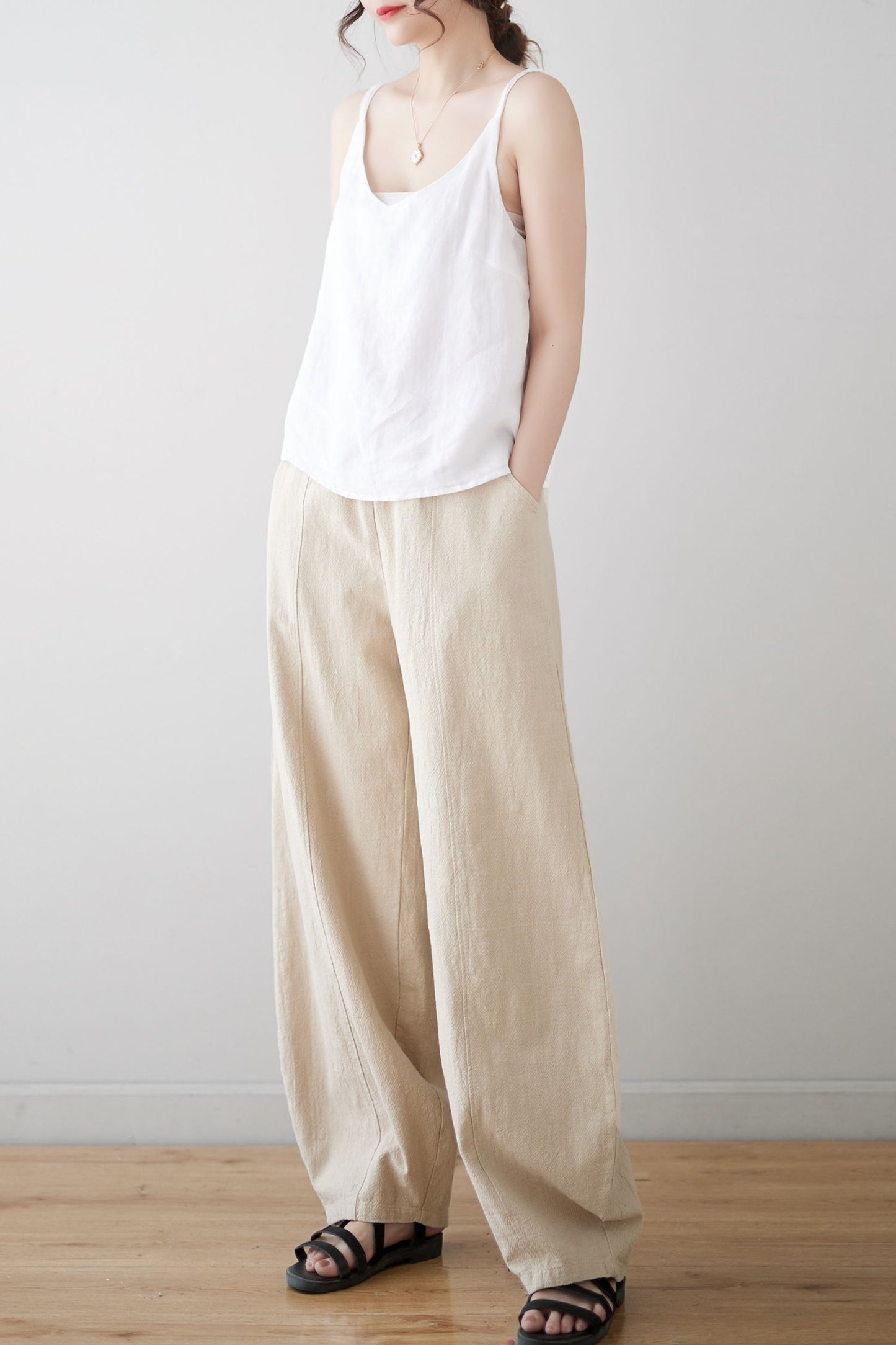 Women Casual Long Linen Pants C3178