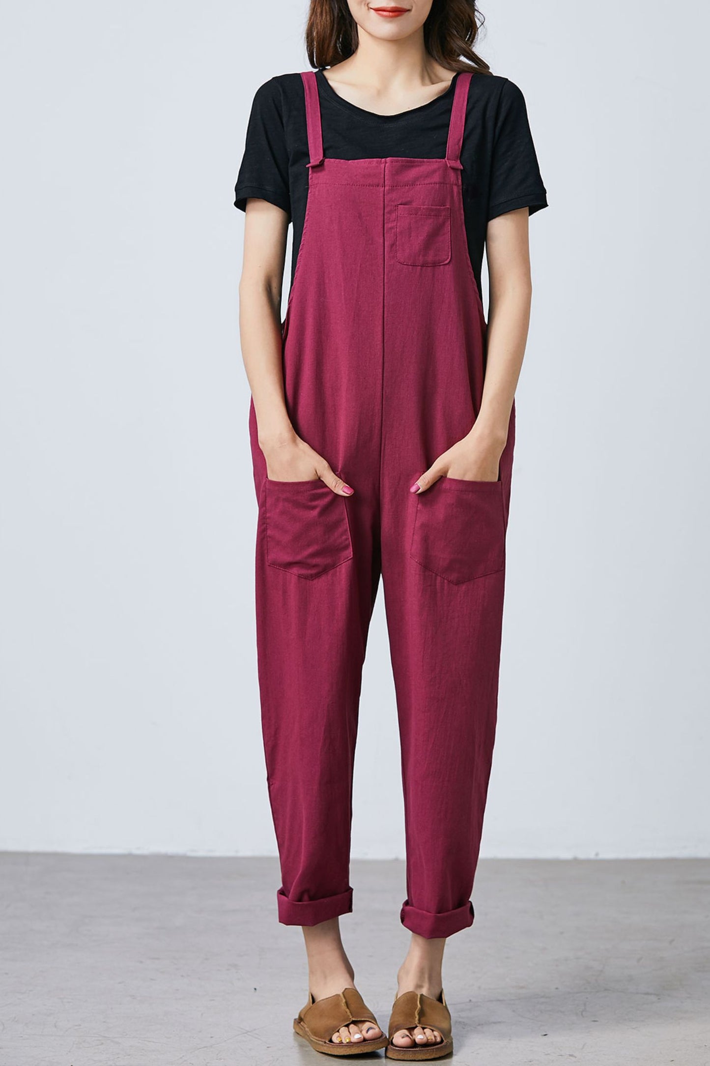 Women Casual Linen Jumpsuits Overalls Pants C1692