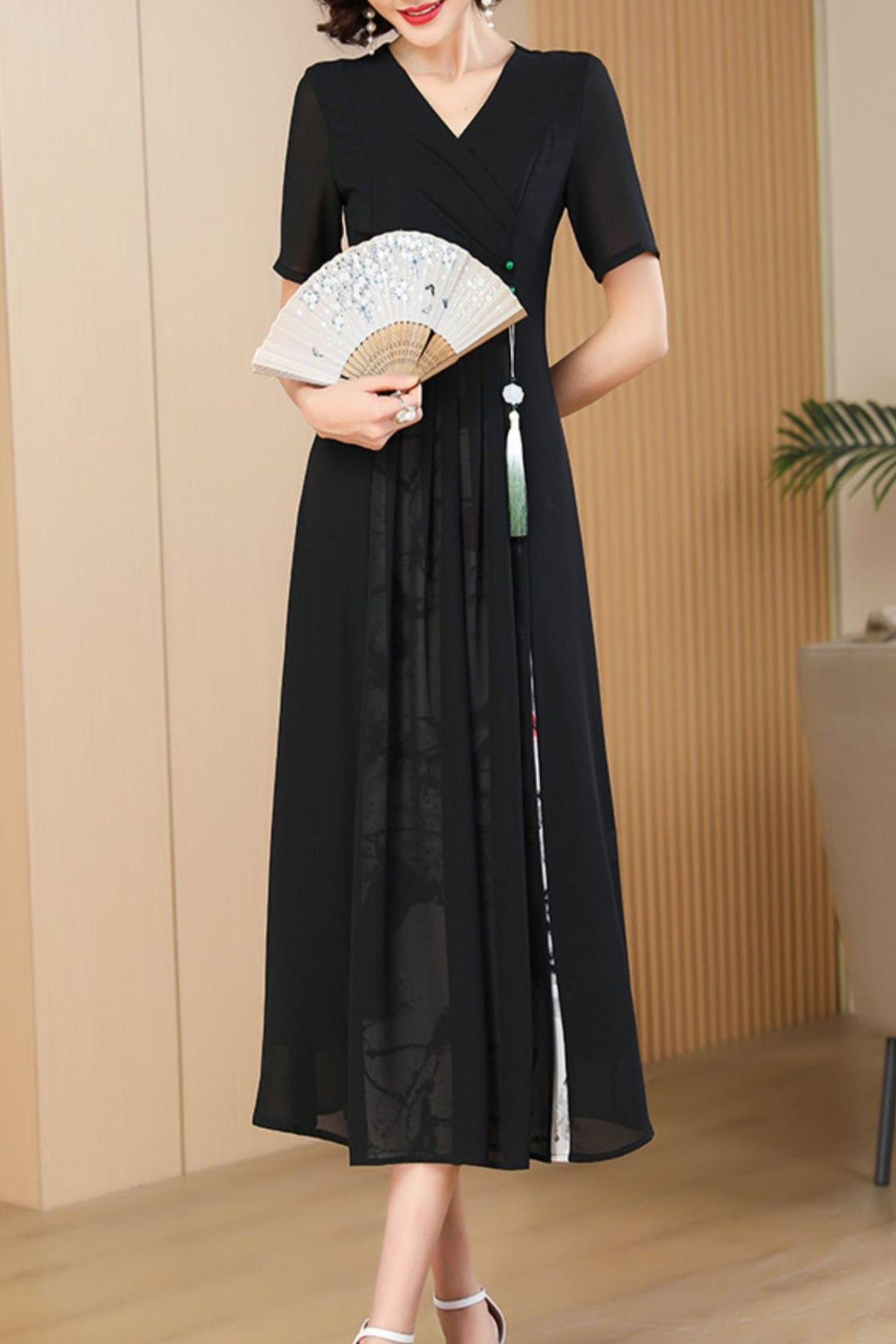 black summer new long dress C4075