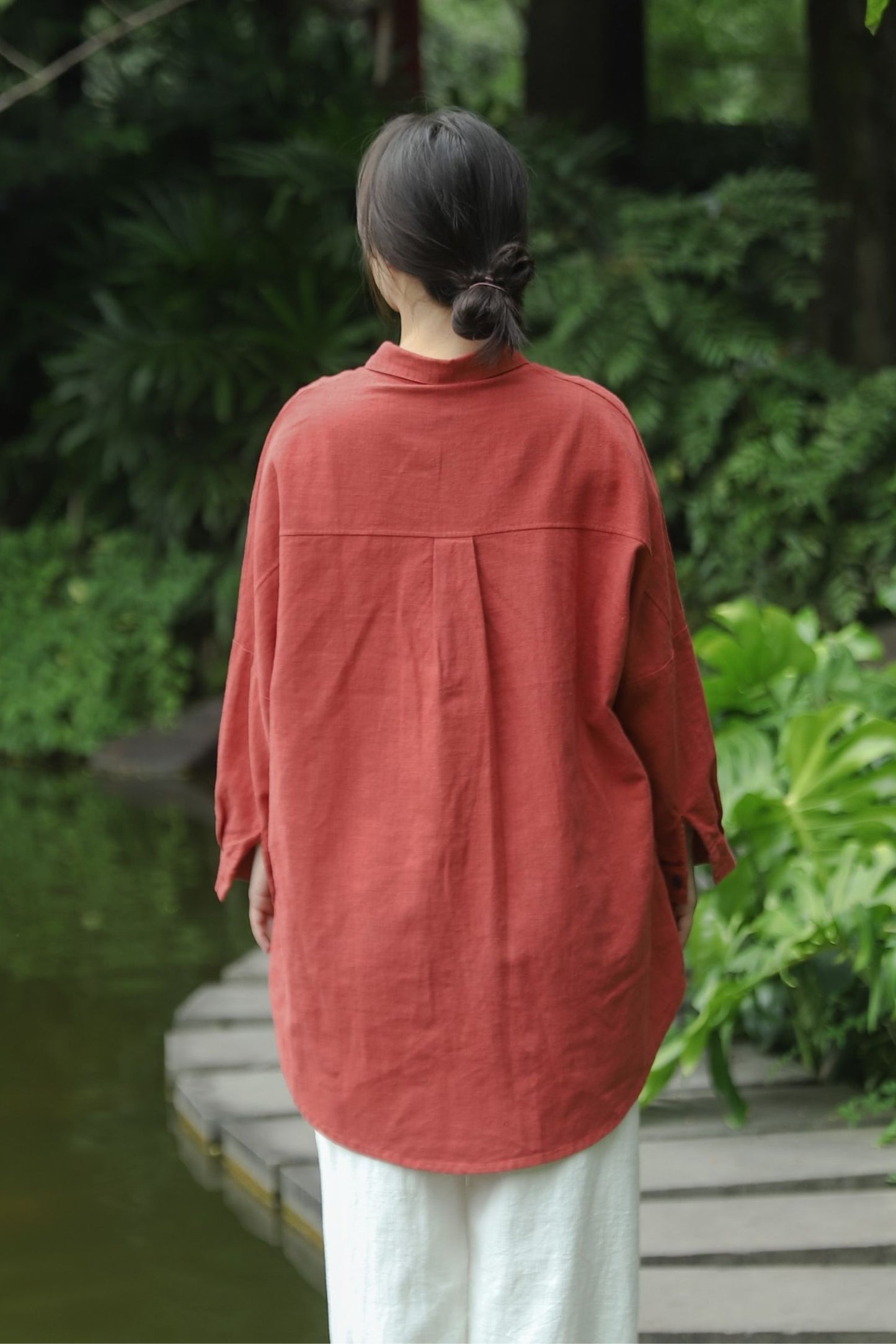 Cotton Linen Long Sleeve Lapel Shirt C3889