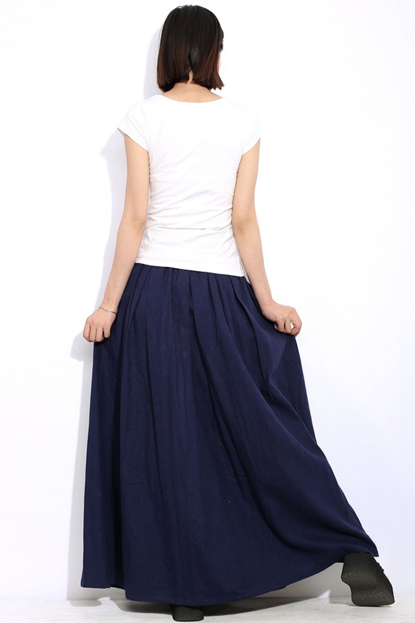 Long Pleated Blue skirt C330