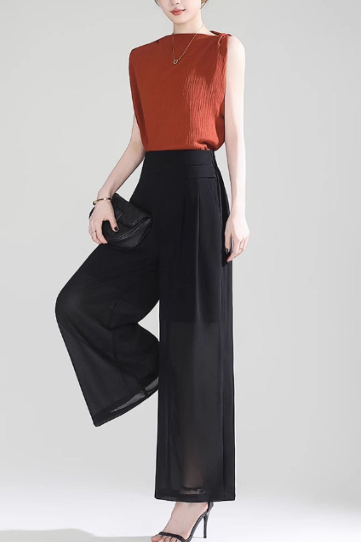 Loose fitting wide leg summer pants women C5025