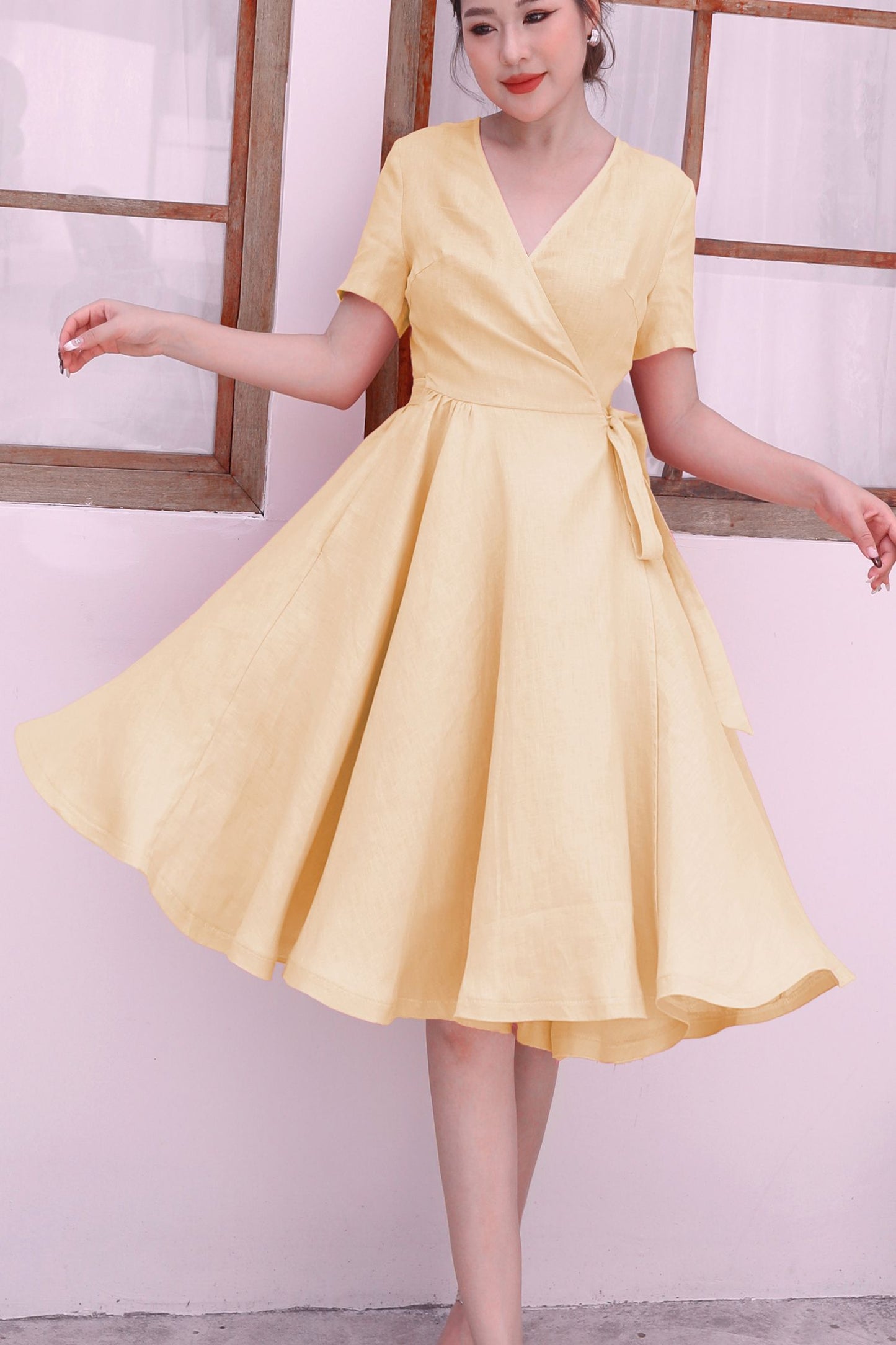 Soft Peach Family wedding dress c4876