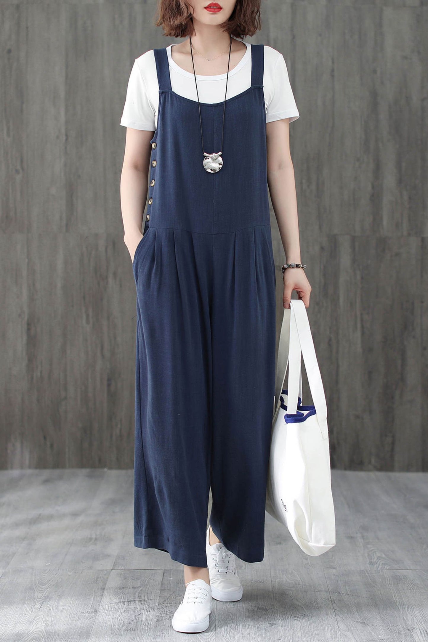 Blue Casual Linen Jumpsuits C1946
