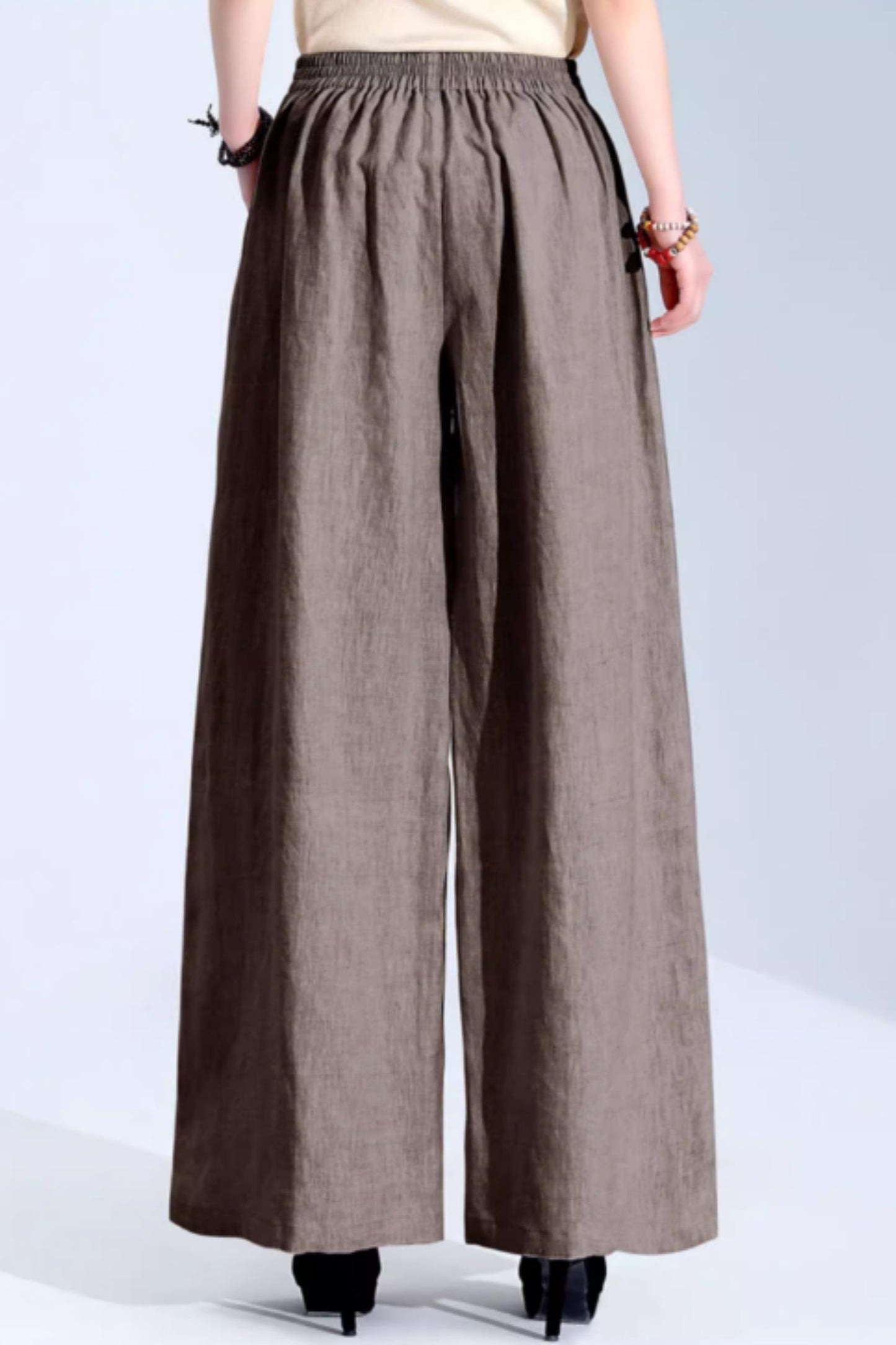 Wide leg long summer linen pants c5069