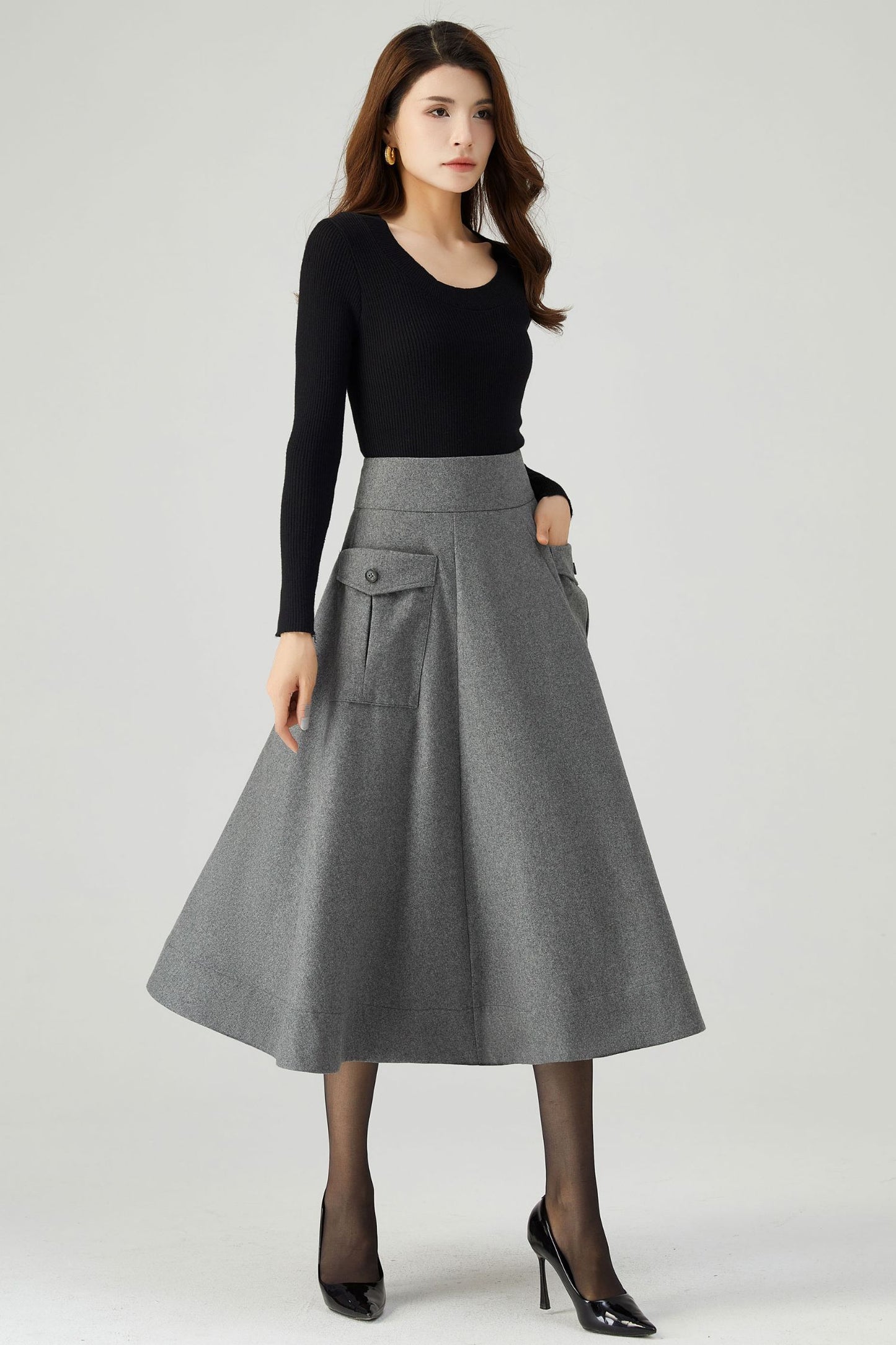 Winter Wool Grey Skirt C3554