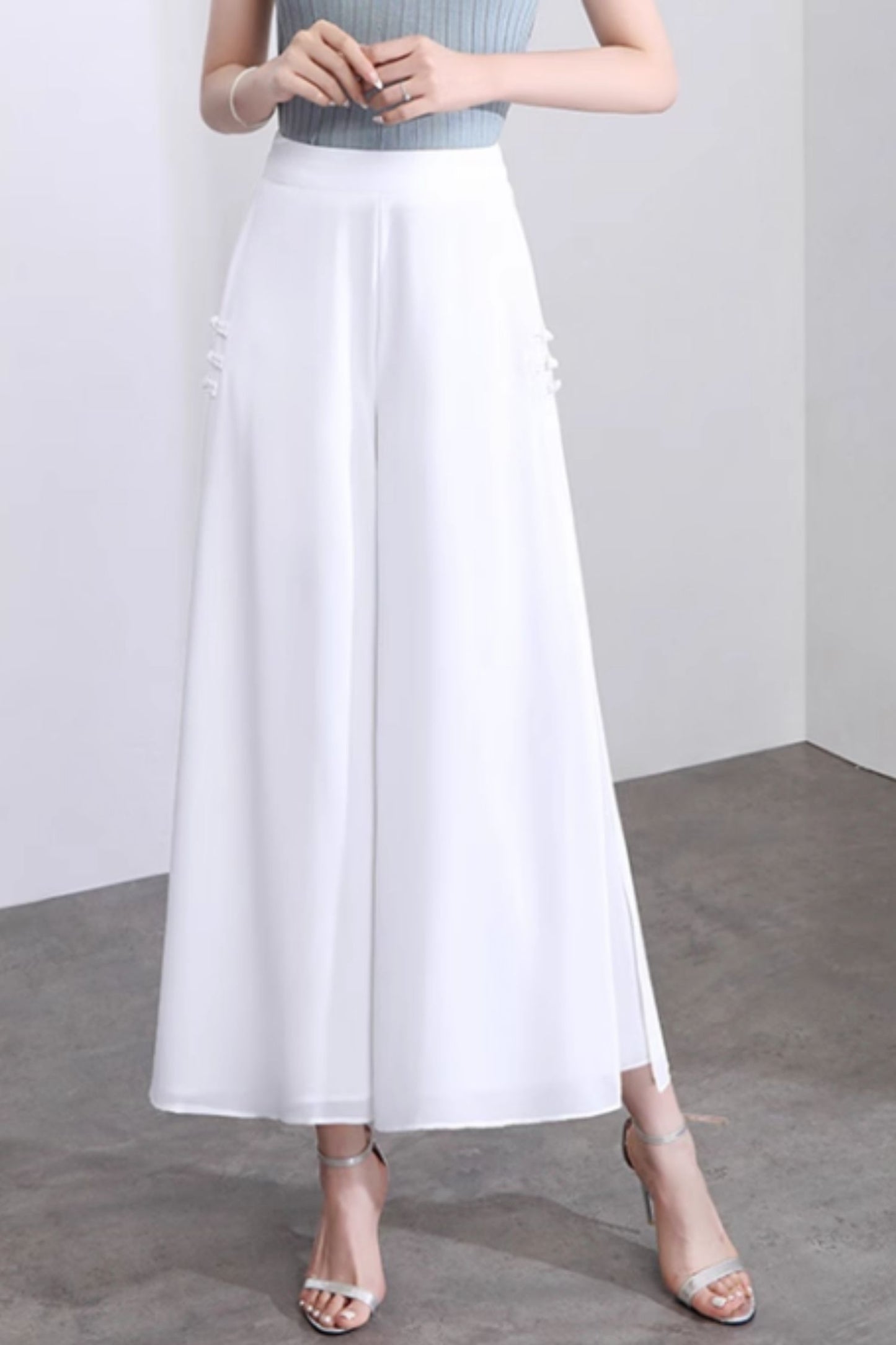 Wide leg summer long chiffon pants women C5019