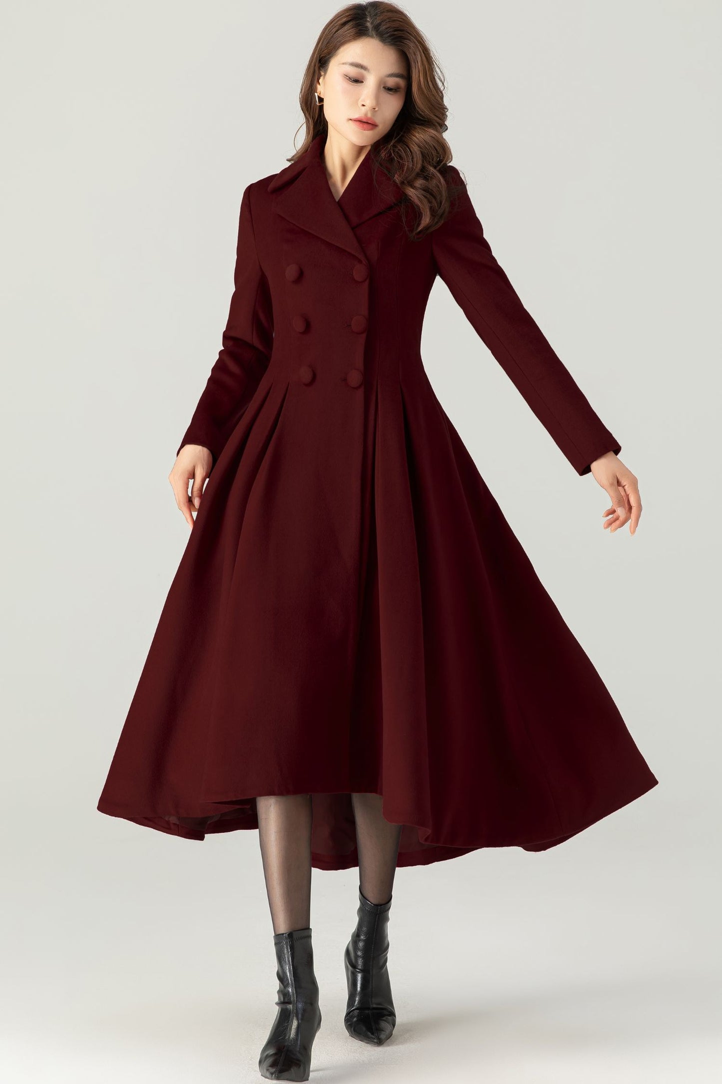 Womens Princess Burgundy Wool Coat C4521