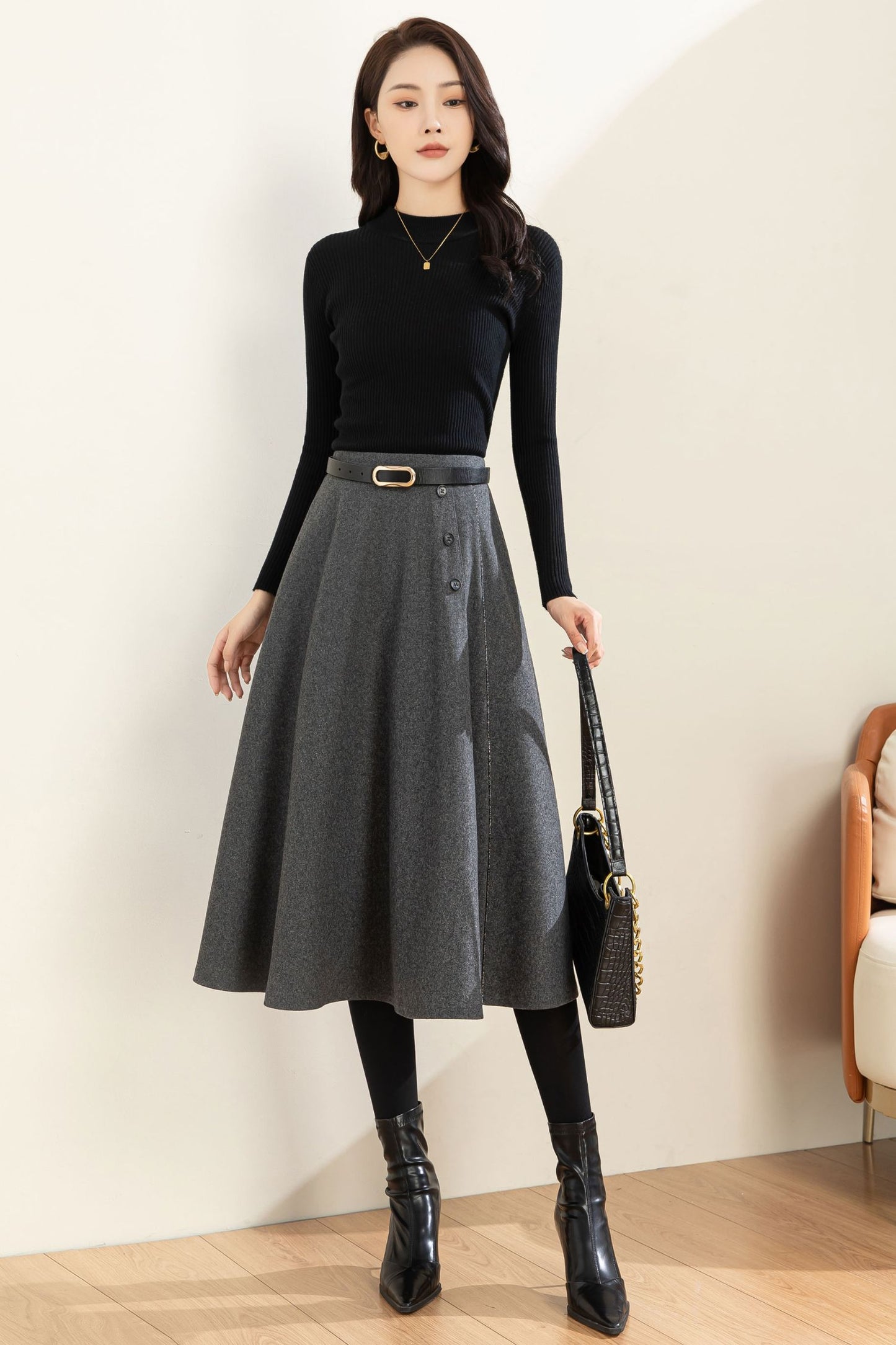 Autumn Winter A line Wool Skirt C3601 -Size XS US2 #CK2301186