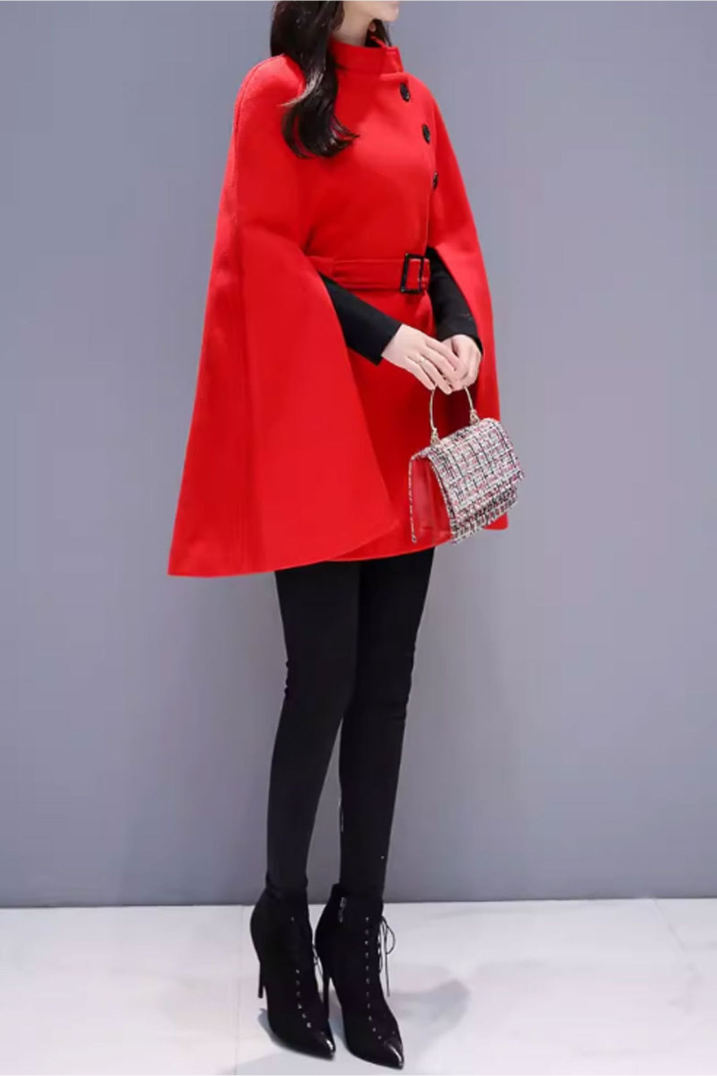 short wool cape women C3657
