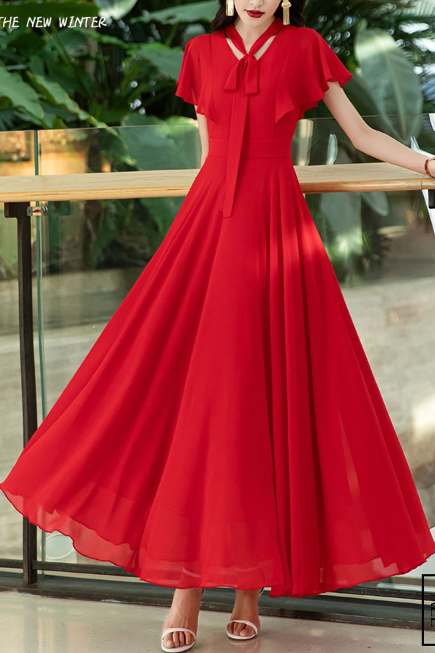 French chiffon summer large swing long dress C3991