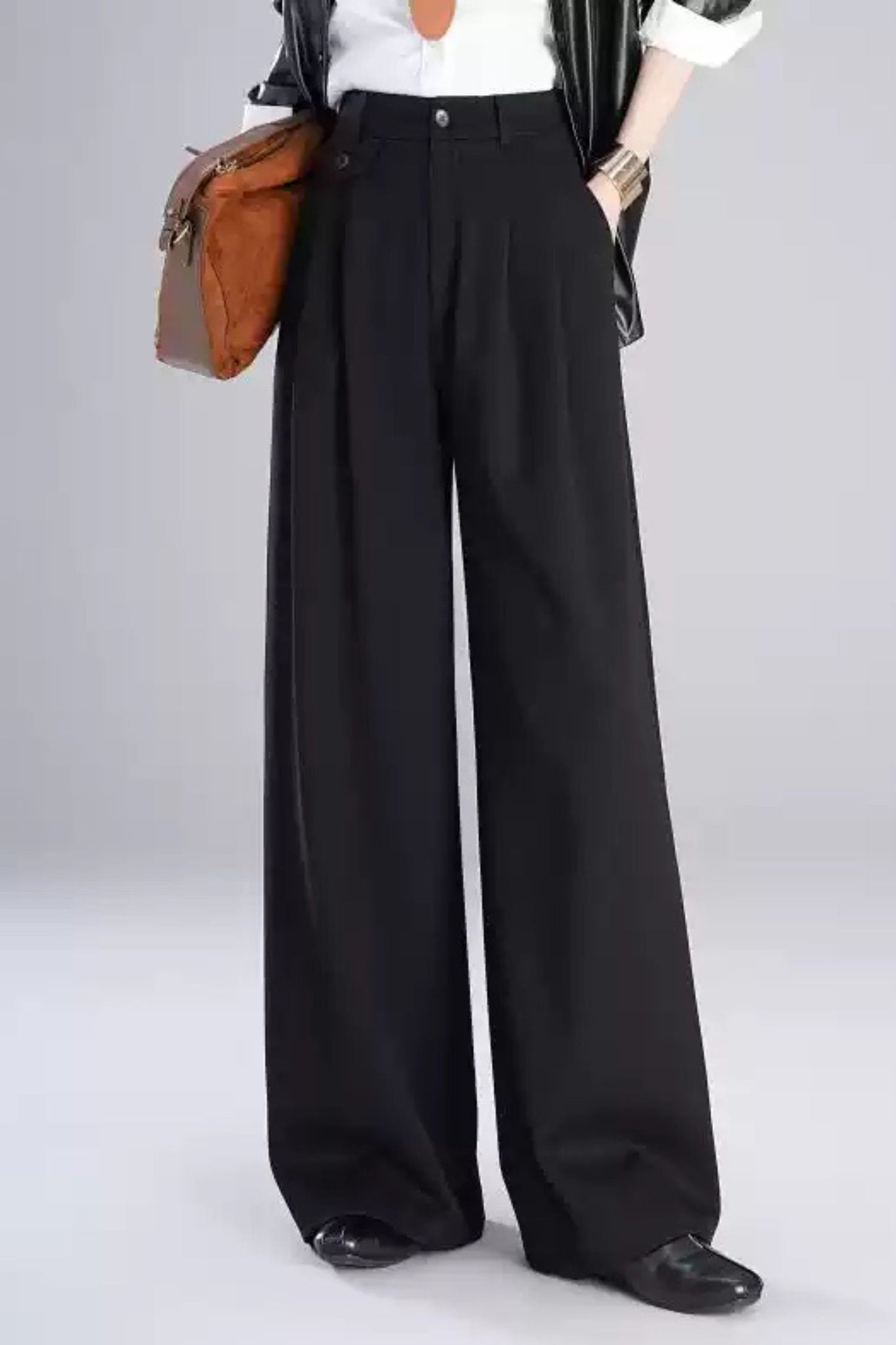 Wide leg winter long wool pants c5084