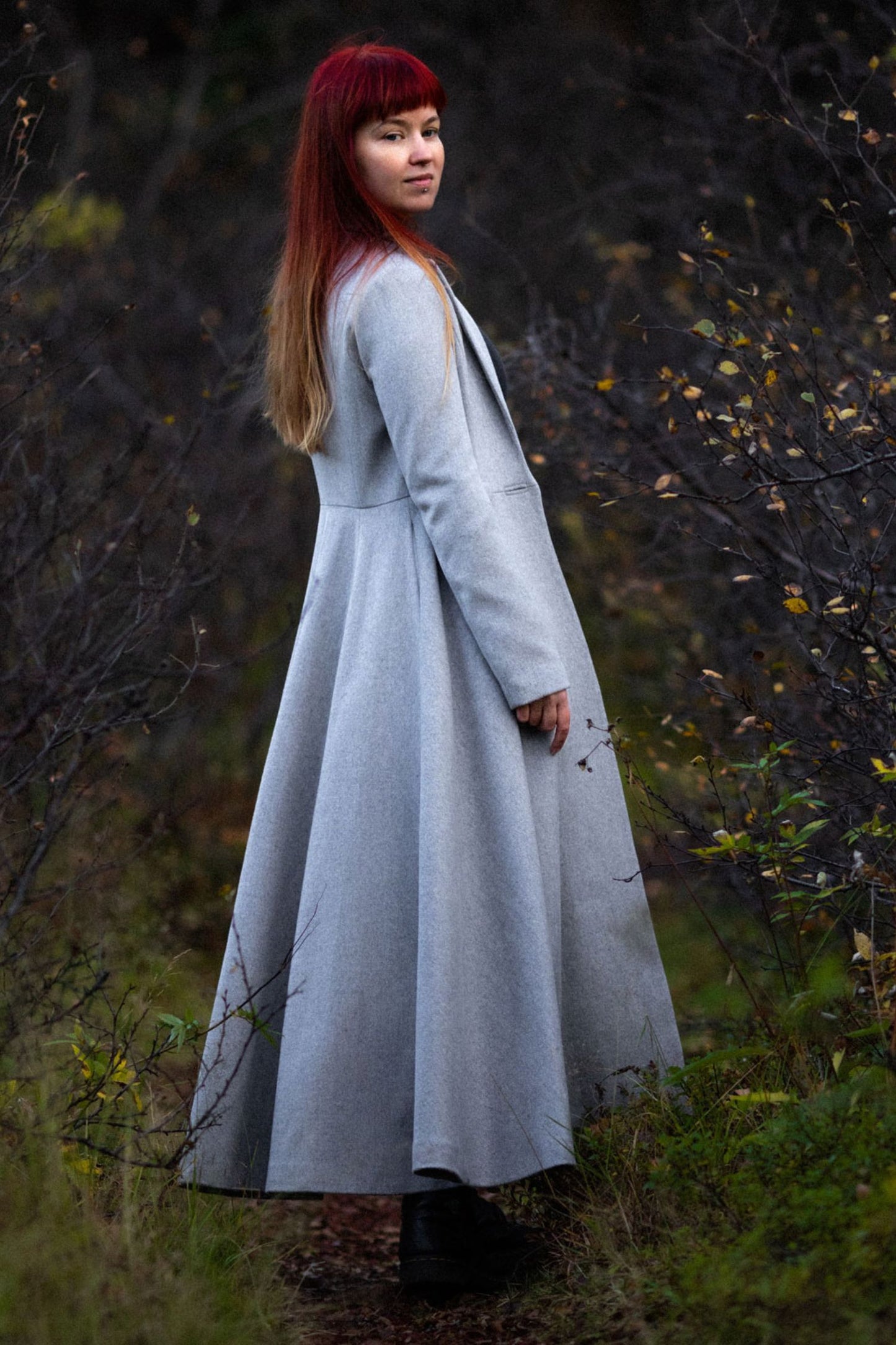 Gray Swing Long Wool Coat C3063