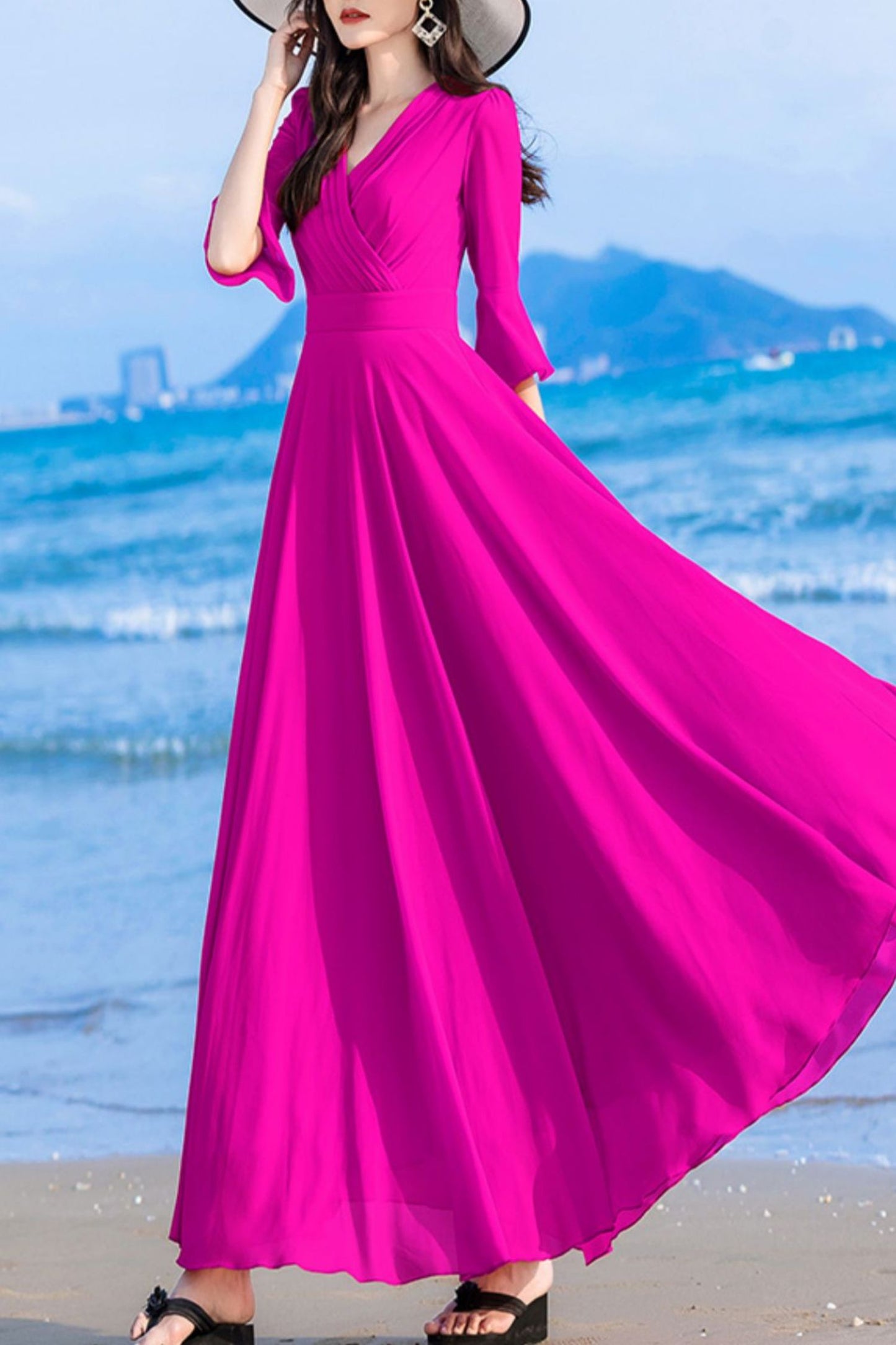 summer new long chiffon dress C4034