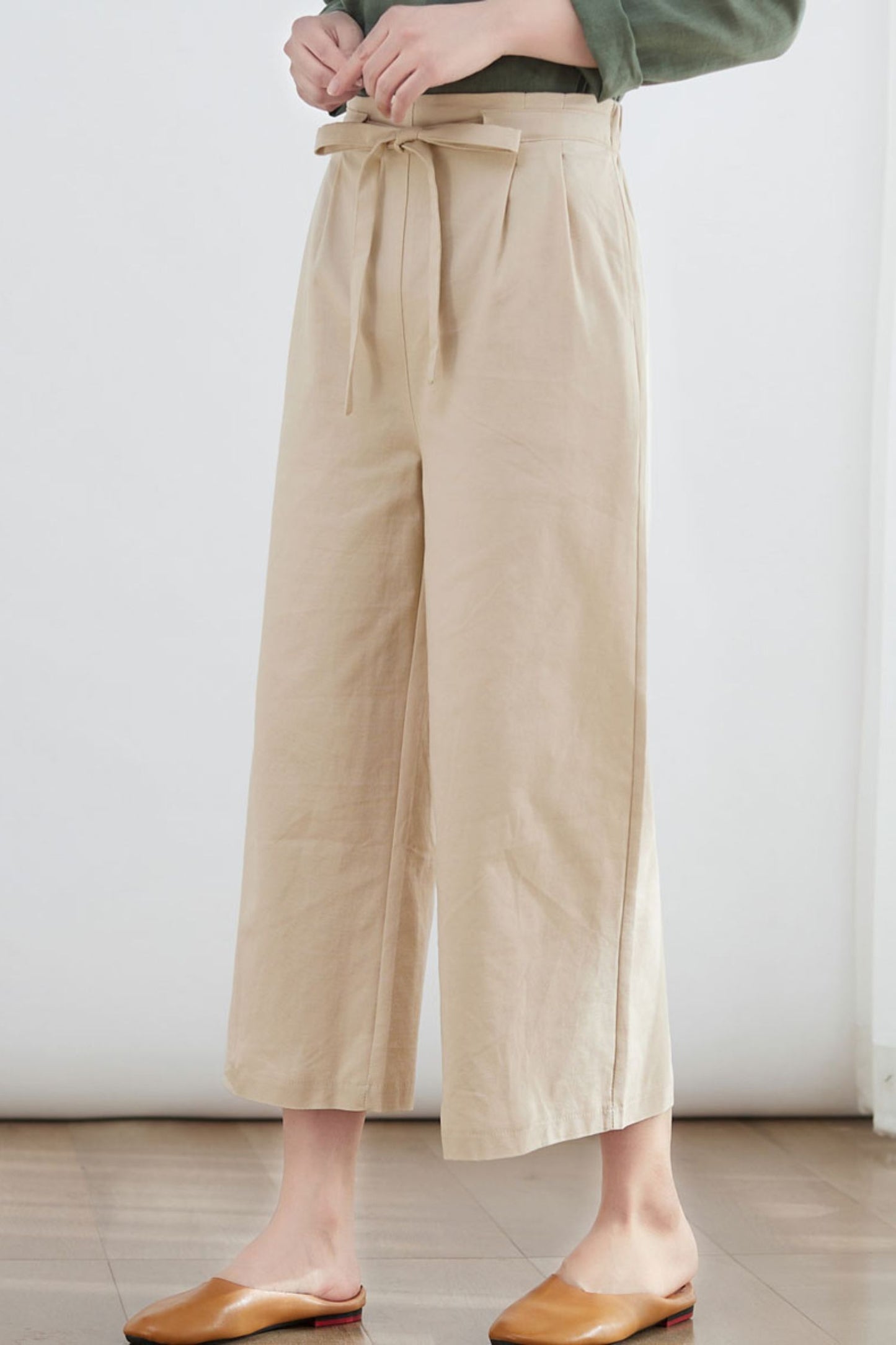 Summer Khaki Casual Linen Pants C2679