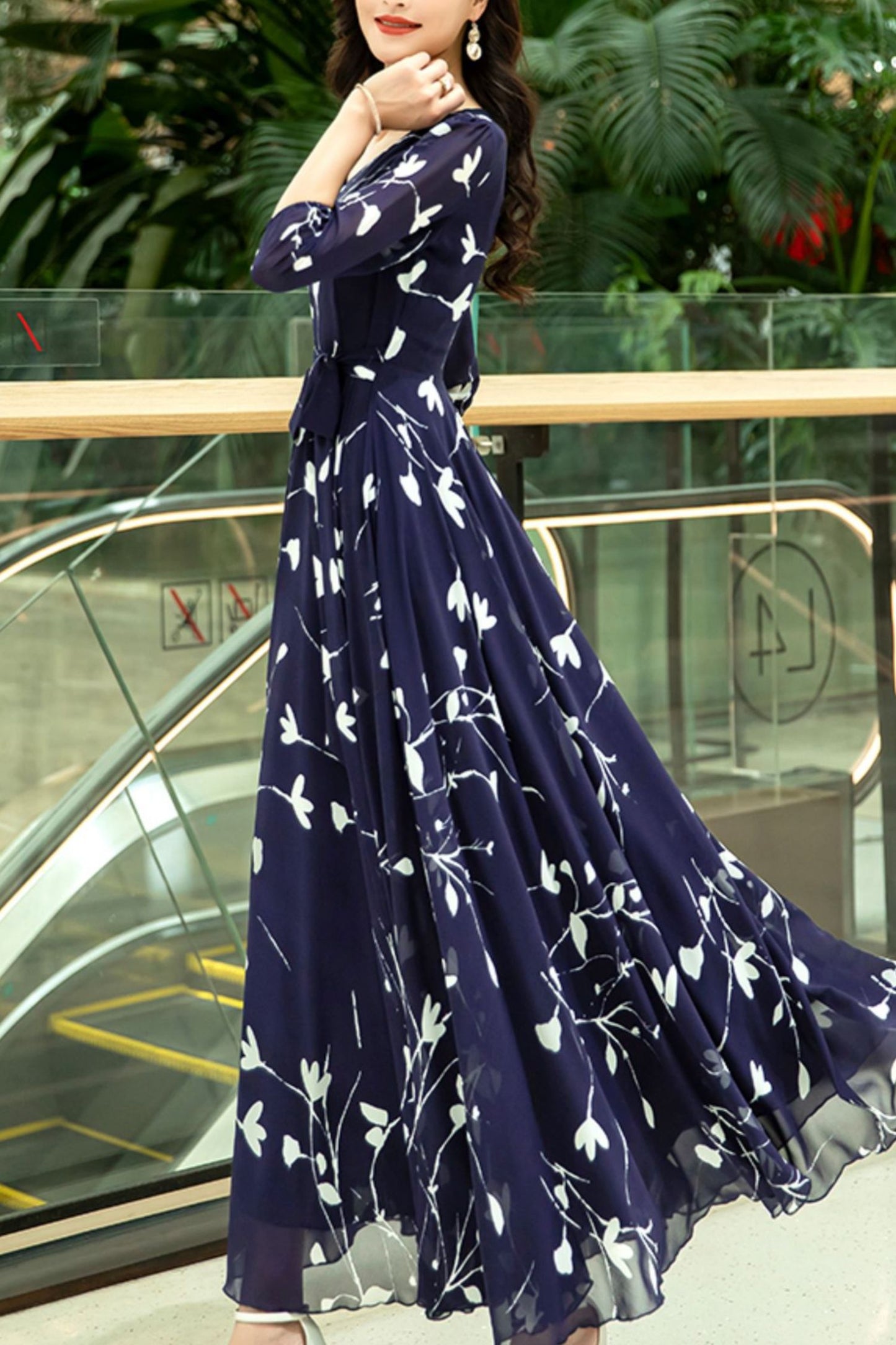 women chiffon floral dress C3976