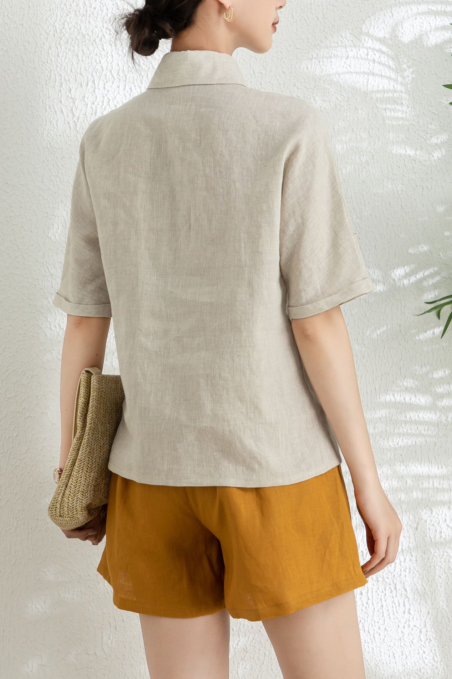 Women's Summer short sleeve linen Shirt C3295