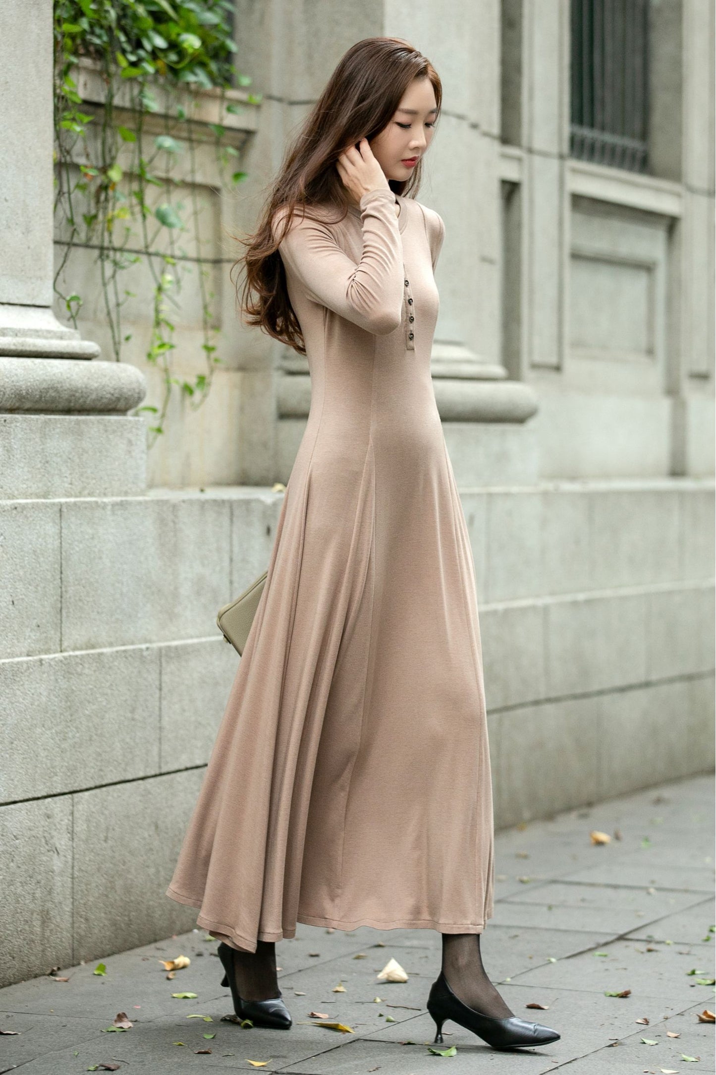 Swing elegant autumn knit dress C4507