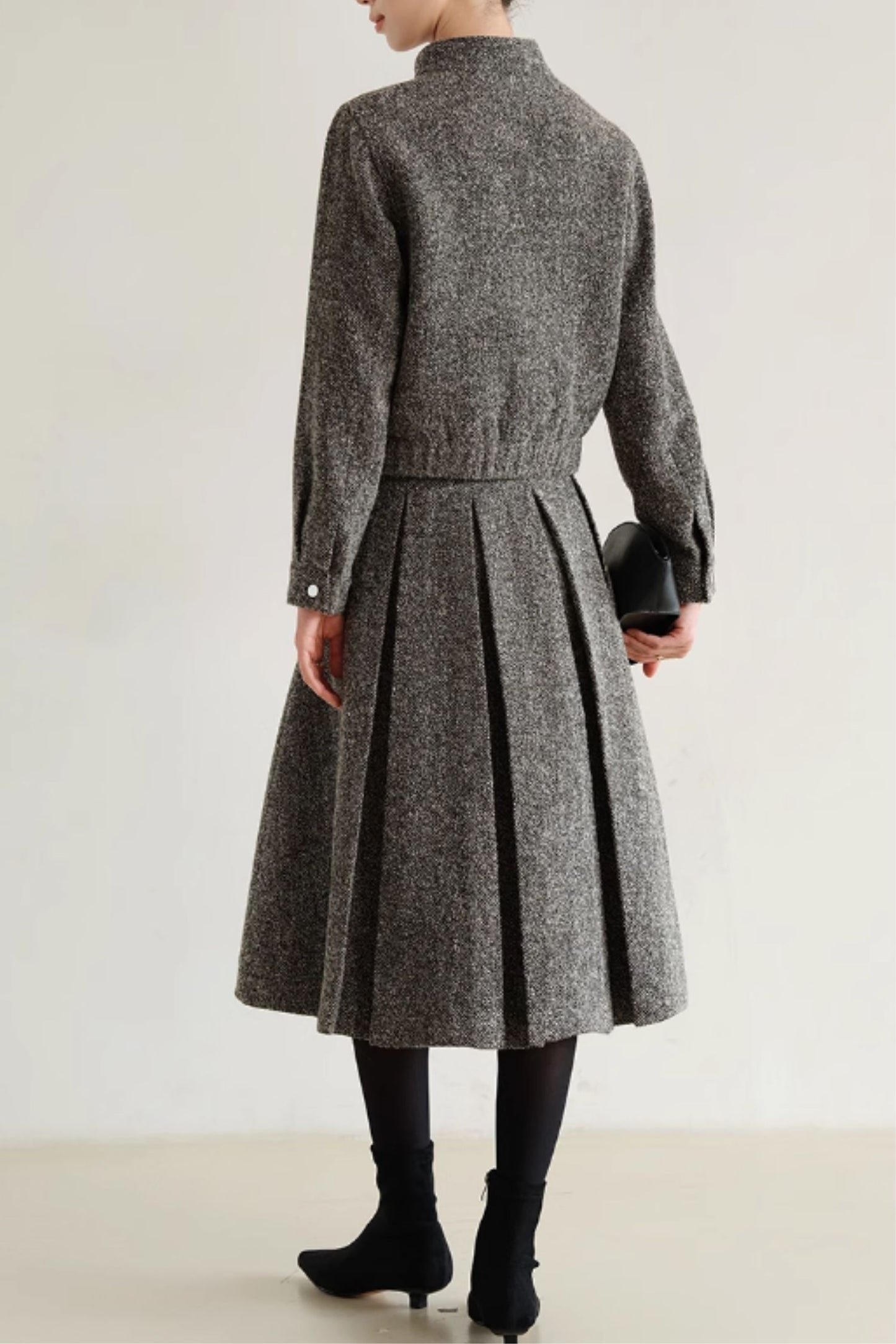 Gray wool set - jacket with wool skirt C5353