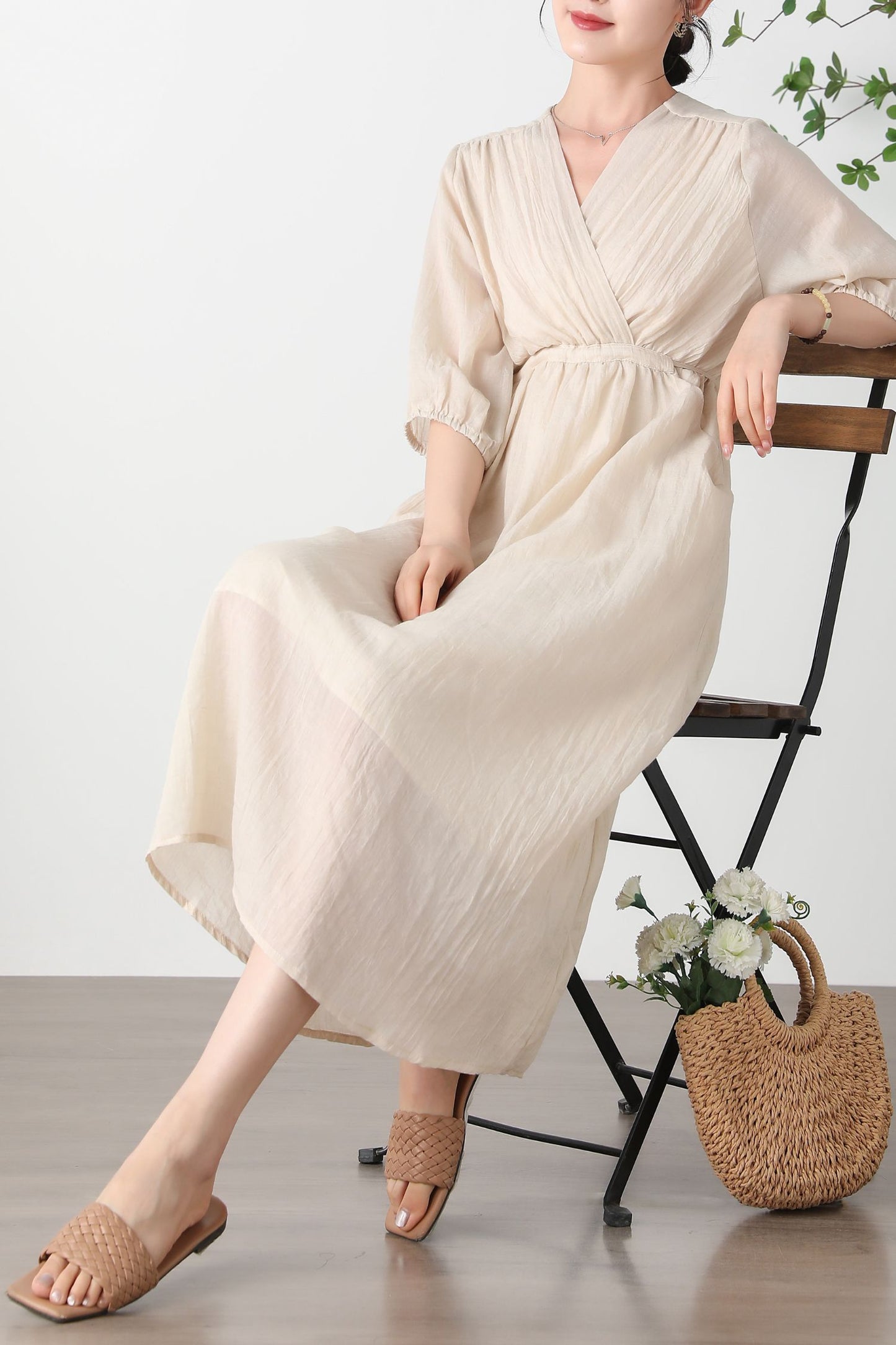 Summer Beige Long Dress C3253