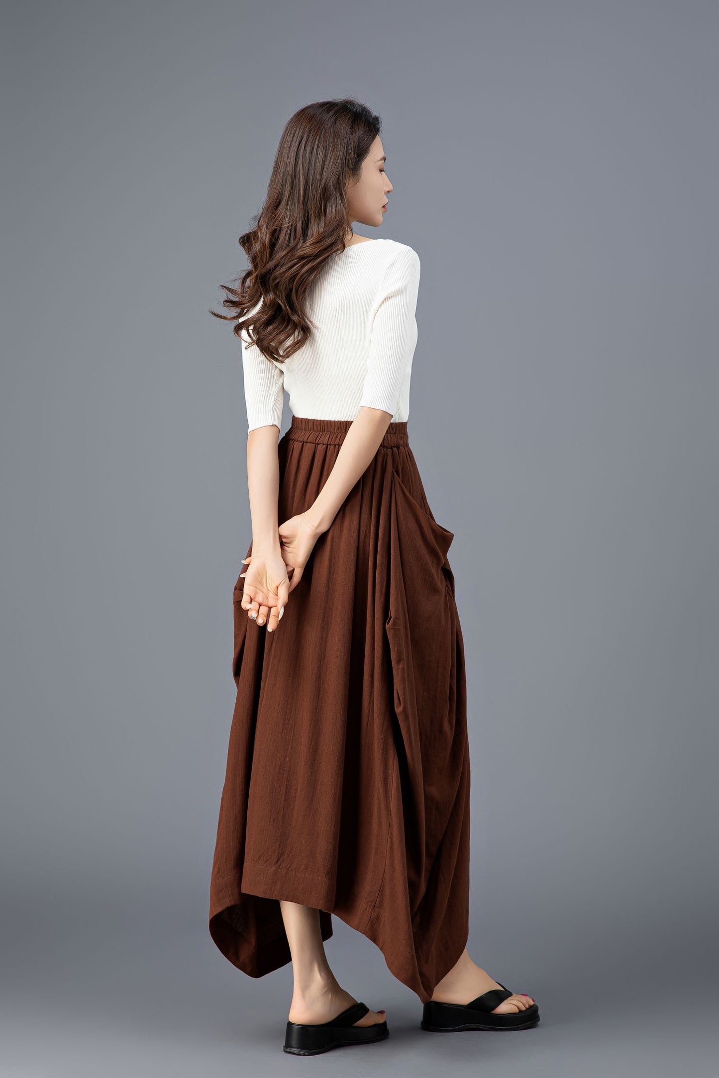 Women's Asymmetrical Casual Linen Skirt C3918