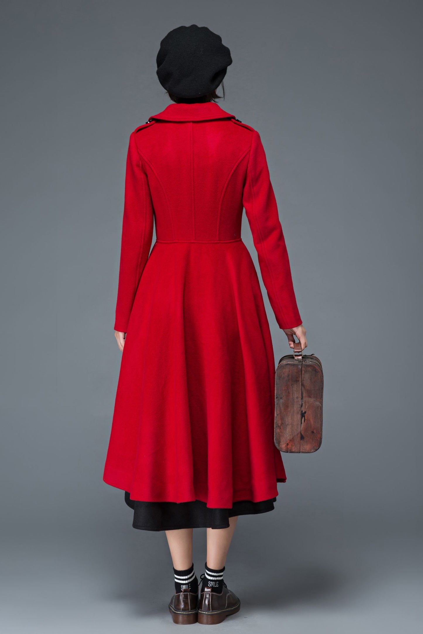 Fit and flare princess winter wool coat C1199