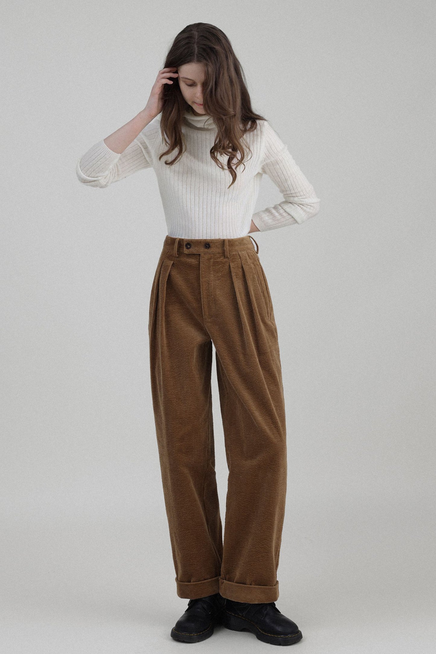 Long casual winter wool corduroy pants women TT0172
