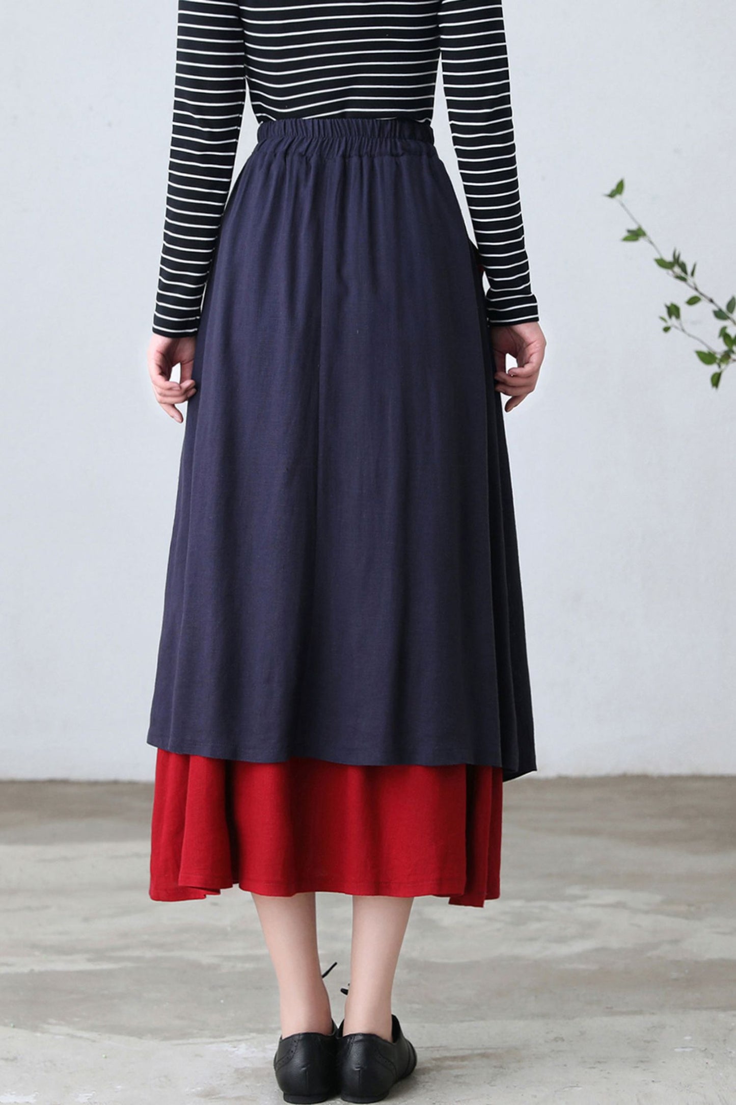 Linen Irregular Plus Size Spring Skirt with Pockets C2612