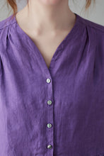 Load image into Gallery viewer, Purple Linen Women&#39;s Blouse, Summer Blouse For women C2121
