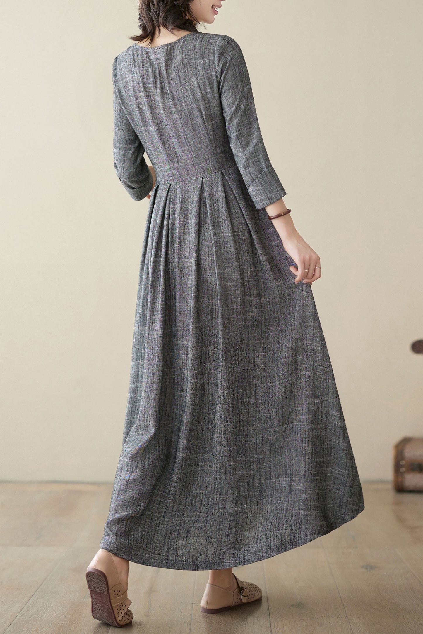 Women's Casual Grey Linen dress C3948 -Size XS #CK2400091