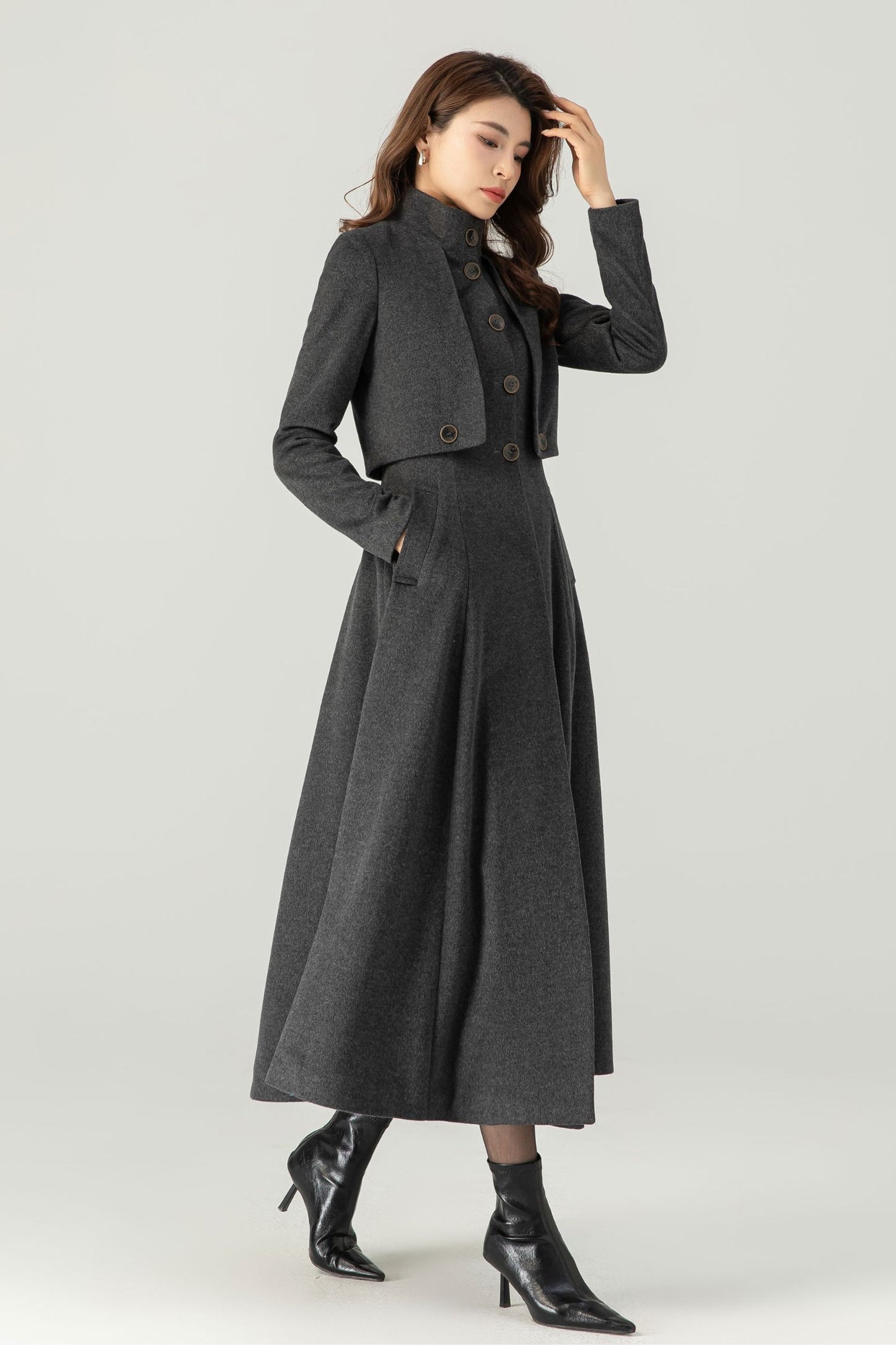 Winter Grey Wool Coat C3705