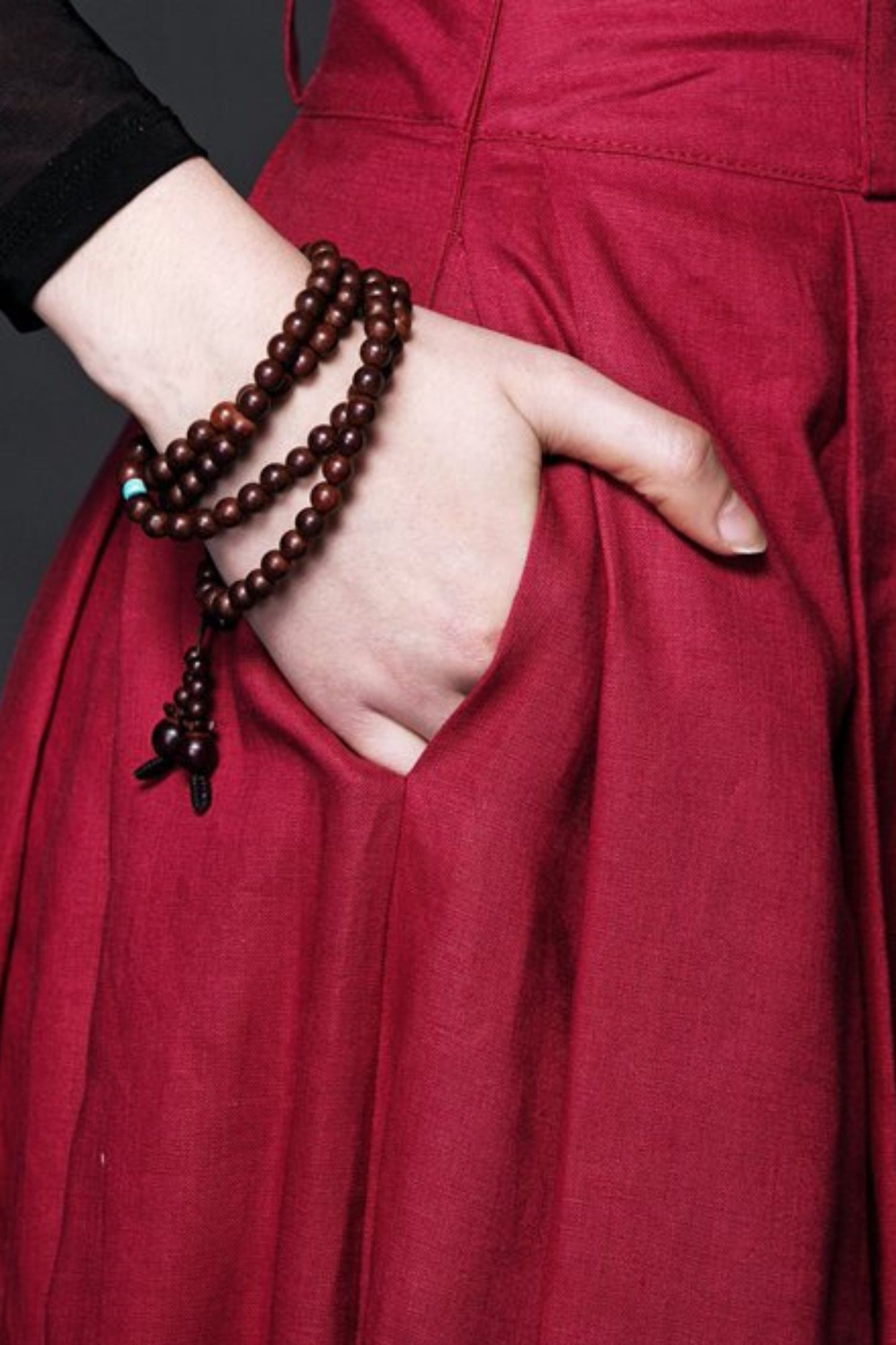 Red Linen Long Maxi Womens Skirt C493