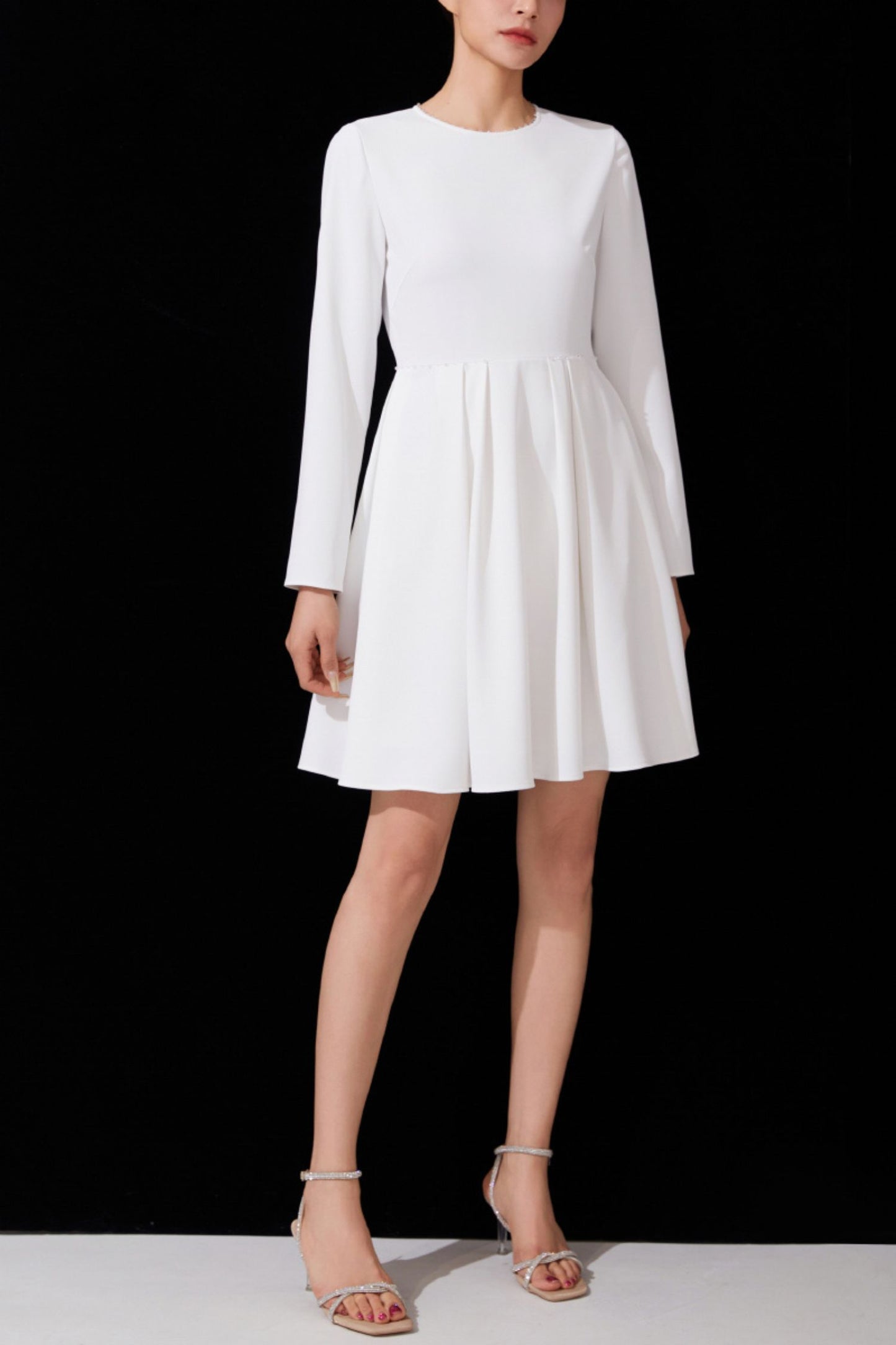 Women's Spring Long Sleeves Short Wedding Dress C3895