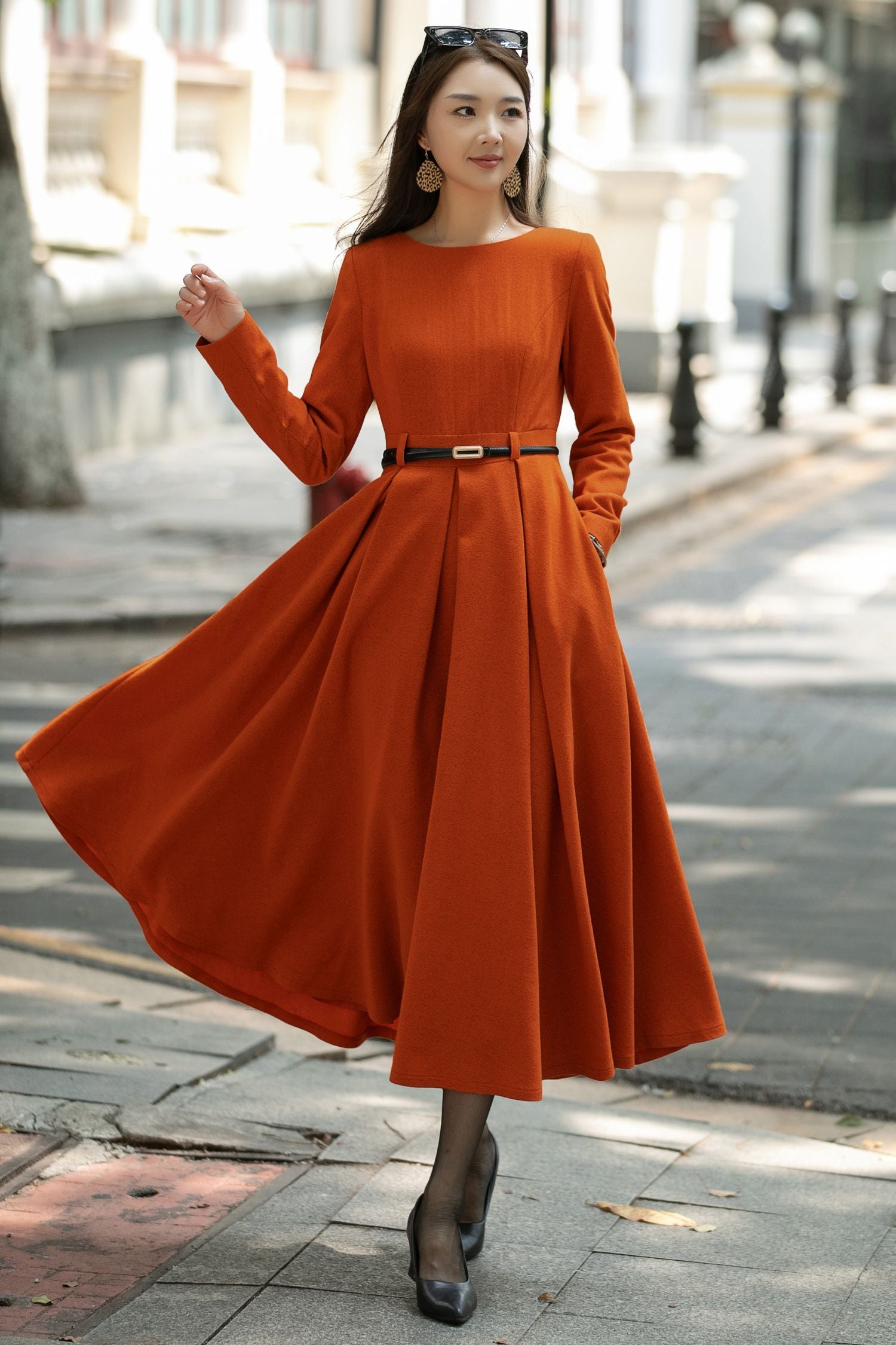 Maxi swing pleated winter wool dress C4482 – YLISTYLE Maxi swing pleated winter wool dress C4482 – YLISTYLE