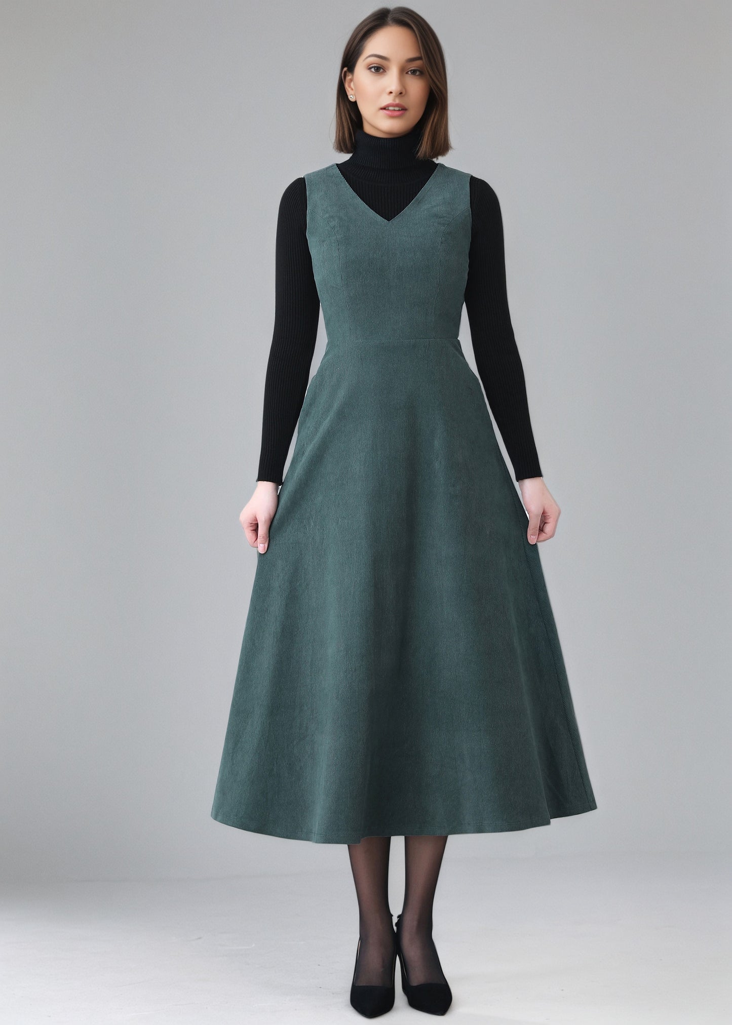 Autumn Winter Sleeveless Corduroy Dress C5152