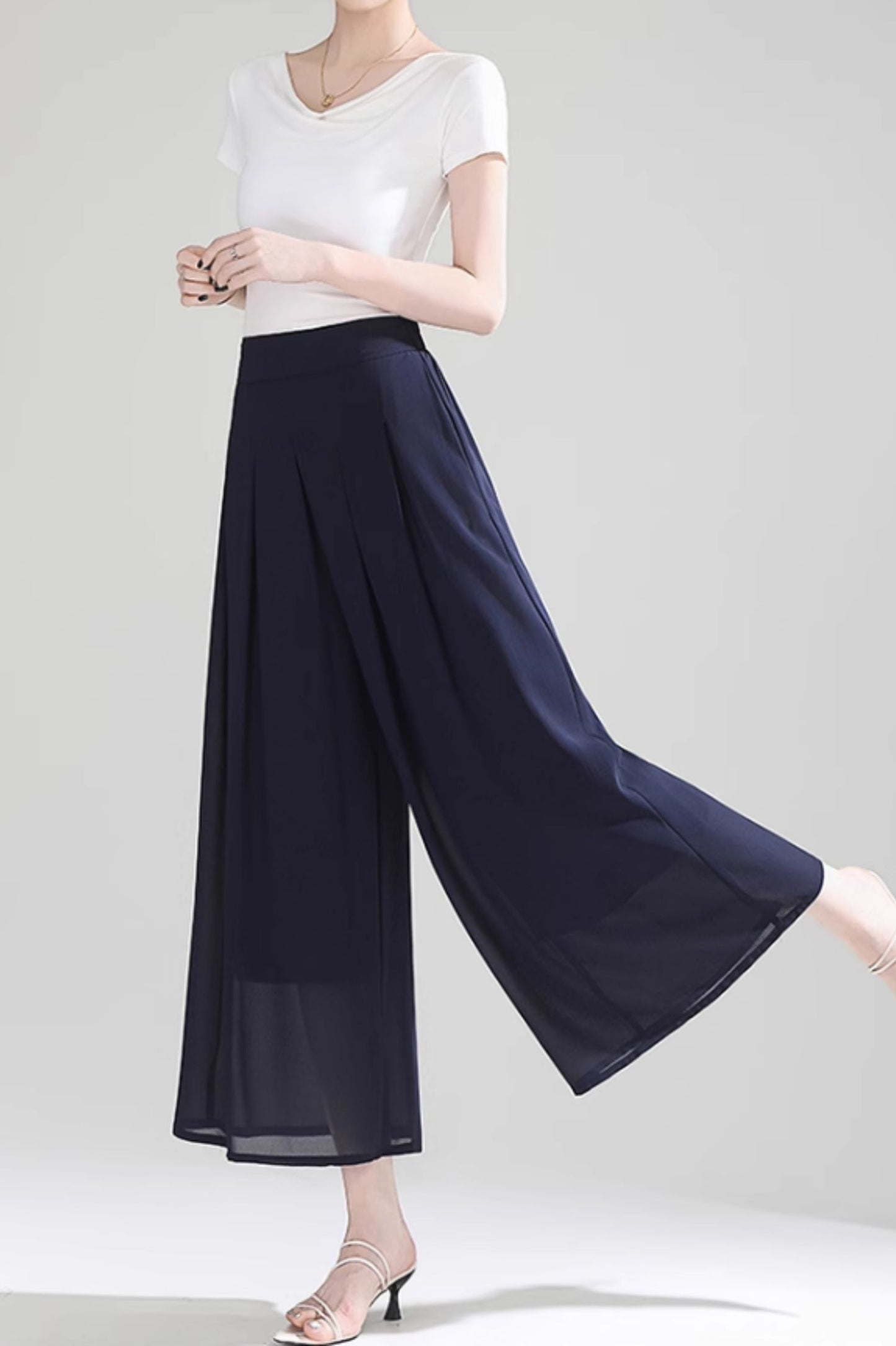Wide leg long summer chiffon pants women C5021