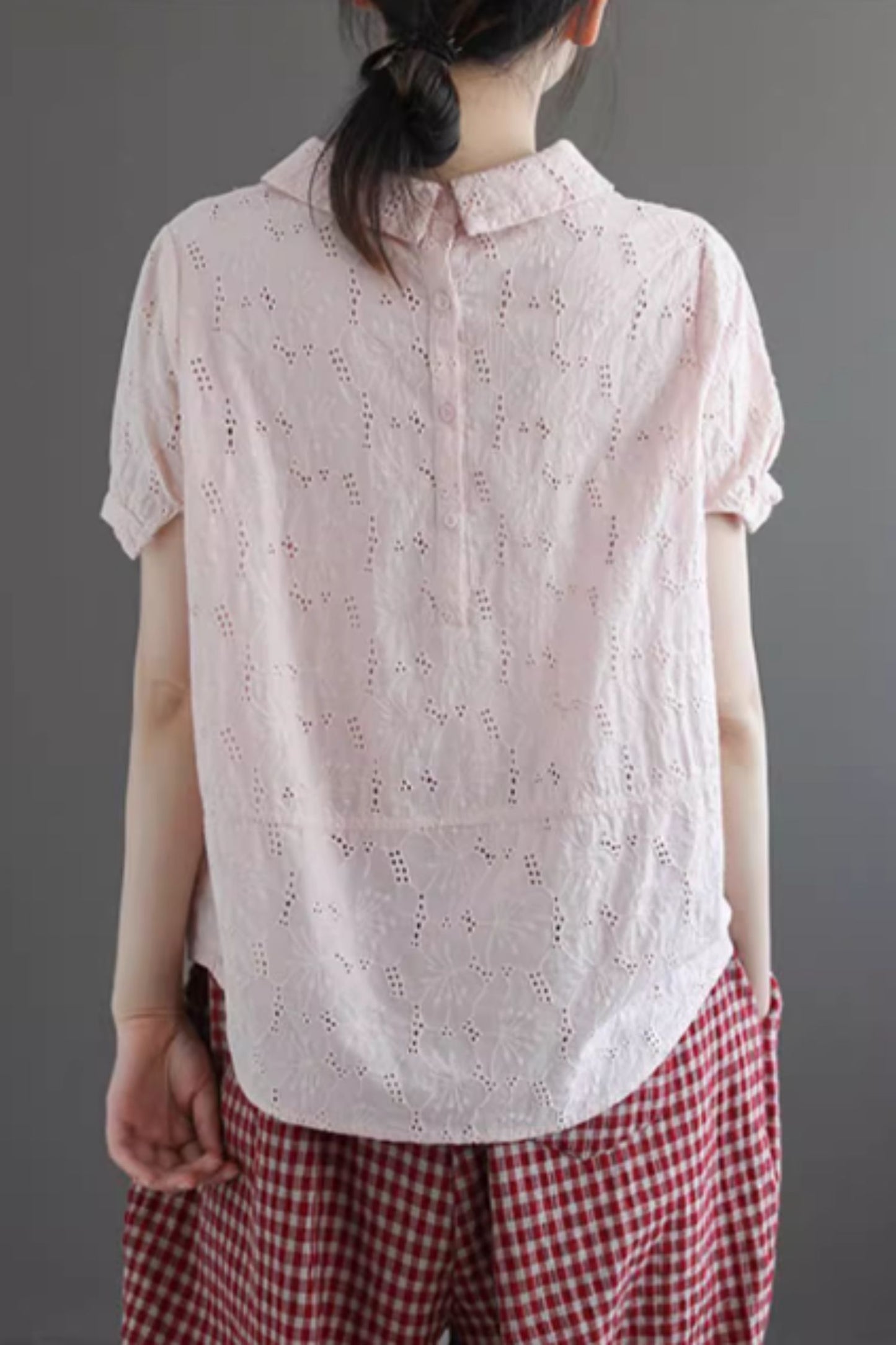 Loose fitting embroidery blouse top C5048