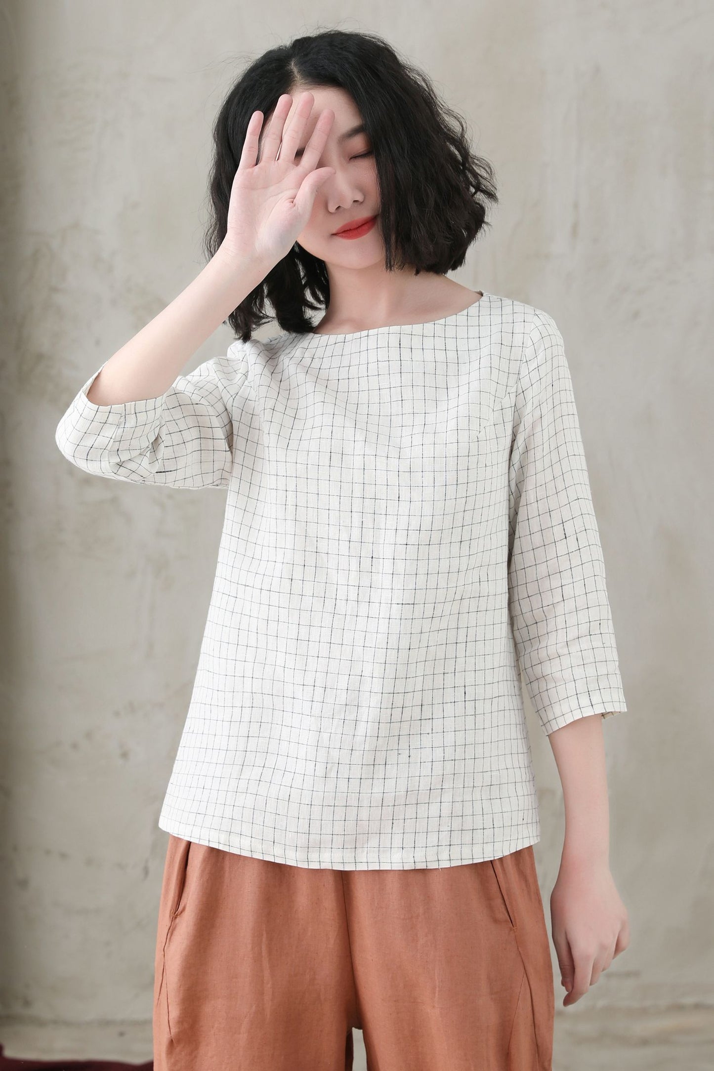 Simple Casual Linen Summer tops C2737 -Size XS #CK2200592