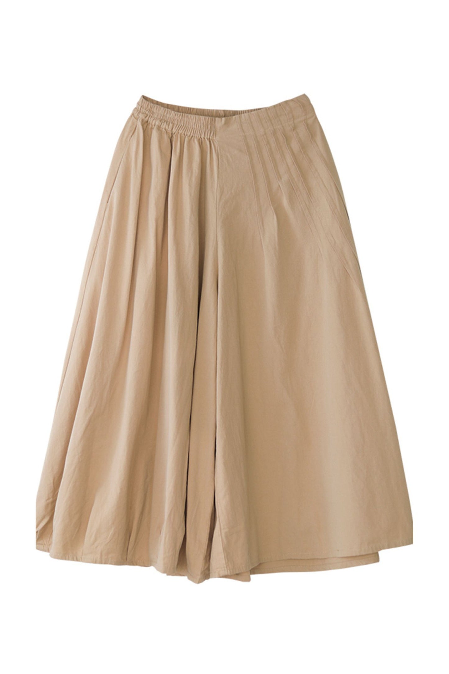 cotton pleat wide leg elastic waist women's pants TT0055