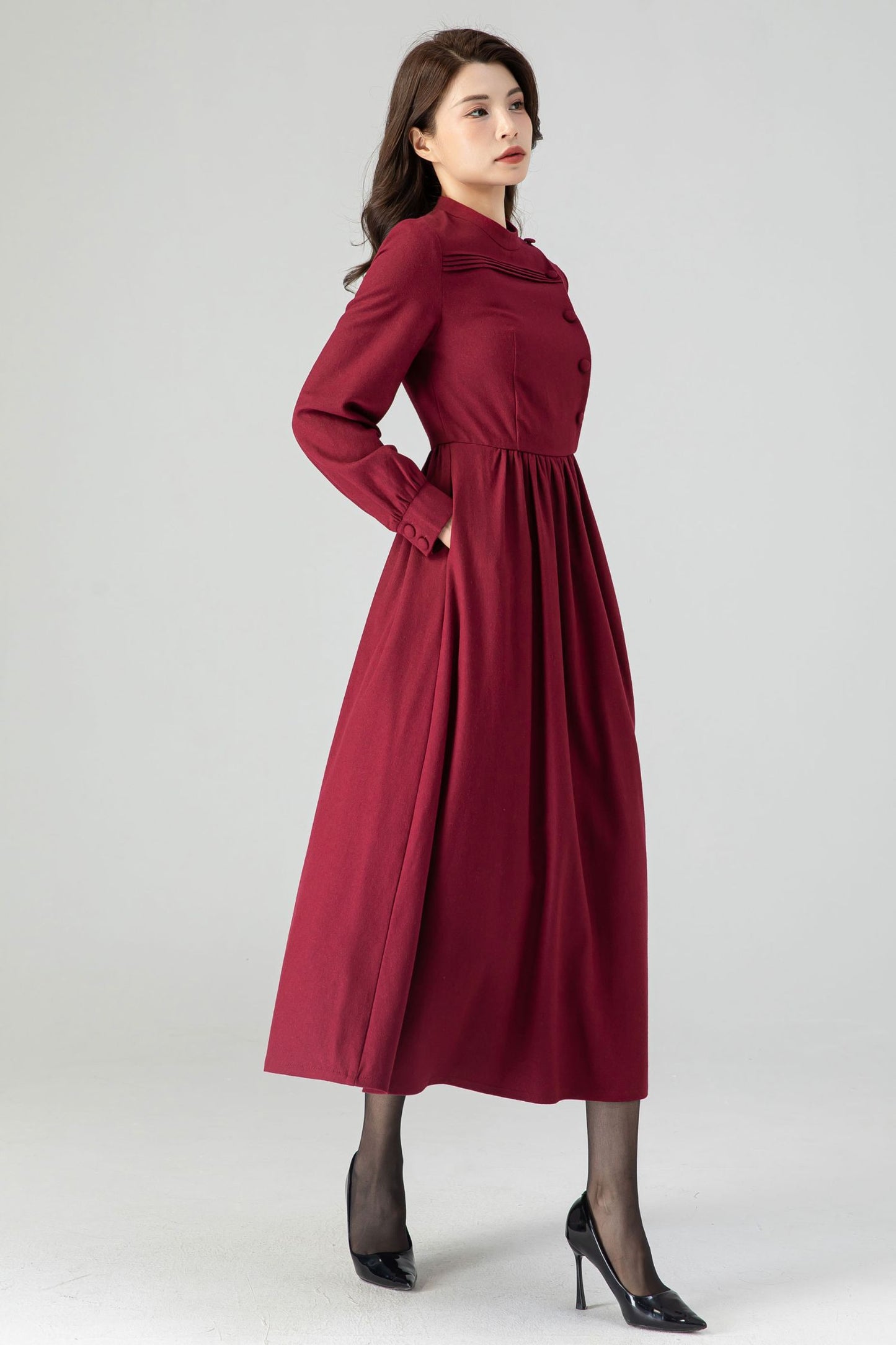 Burgundy Fit and Flare Dress C3608 -Size XS us0 #CK2301041