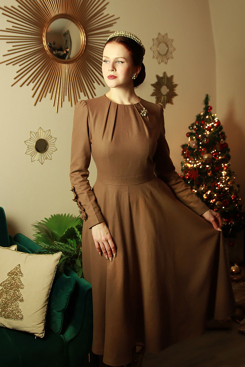 Wool Dress, Winter Dress Women, Fit and Flare Dress C3839