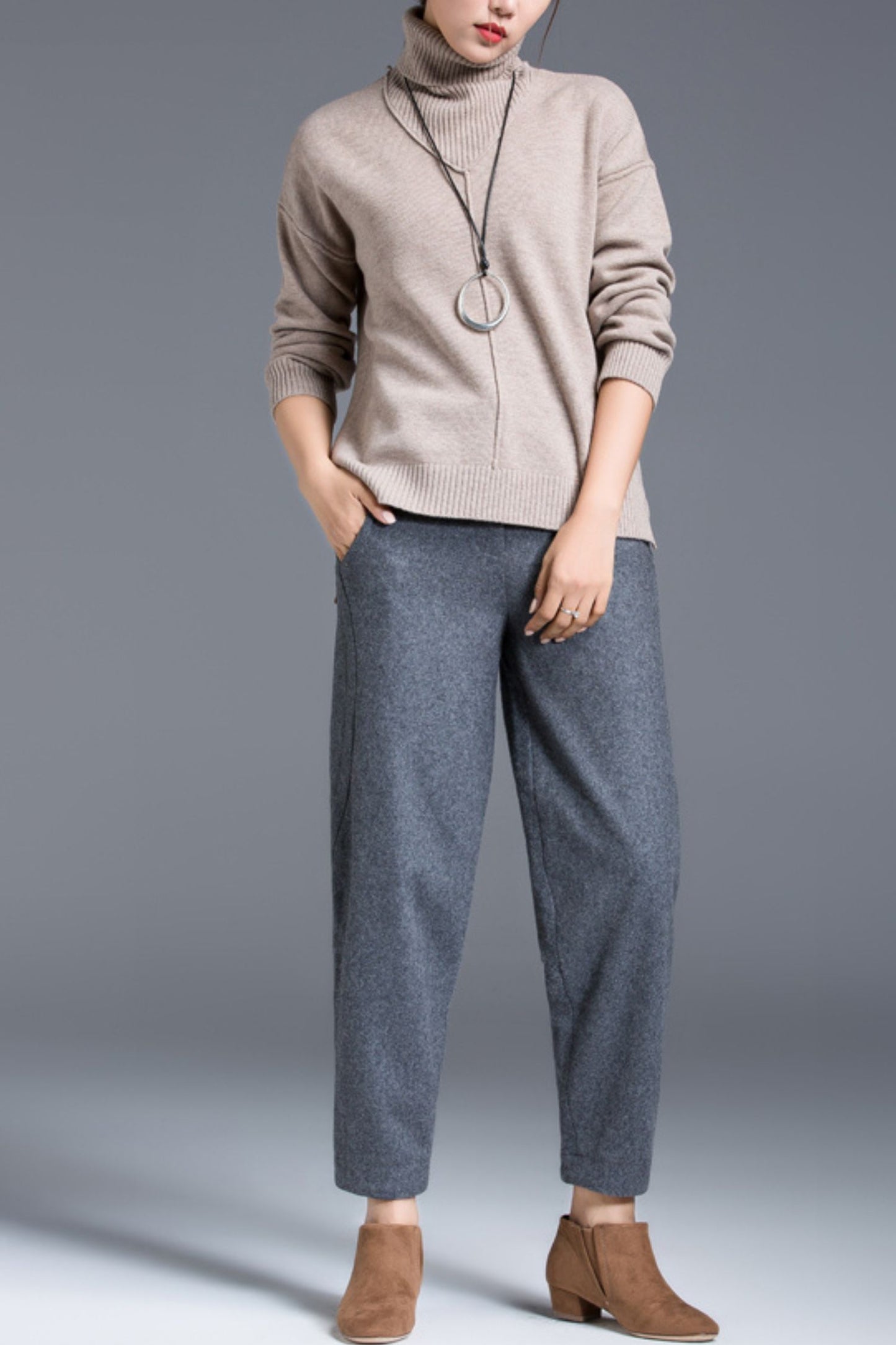 Loose fitting long autumn pants c5095