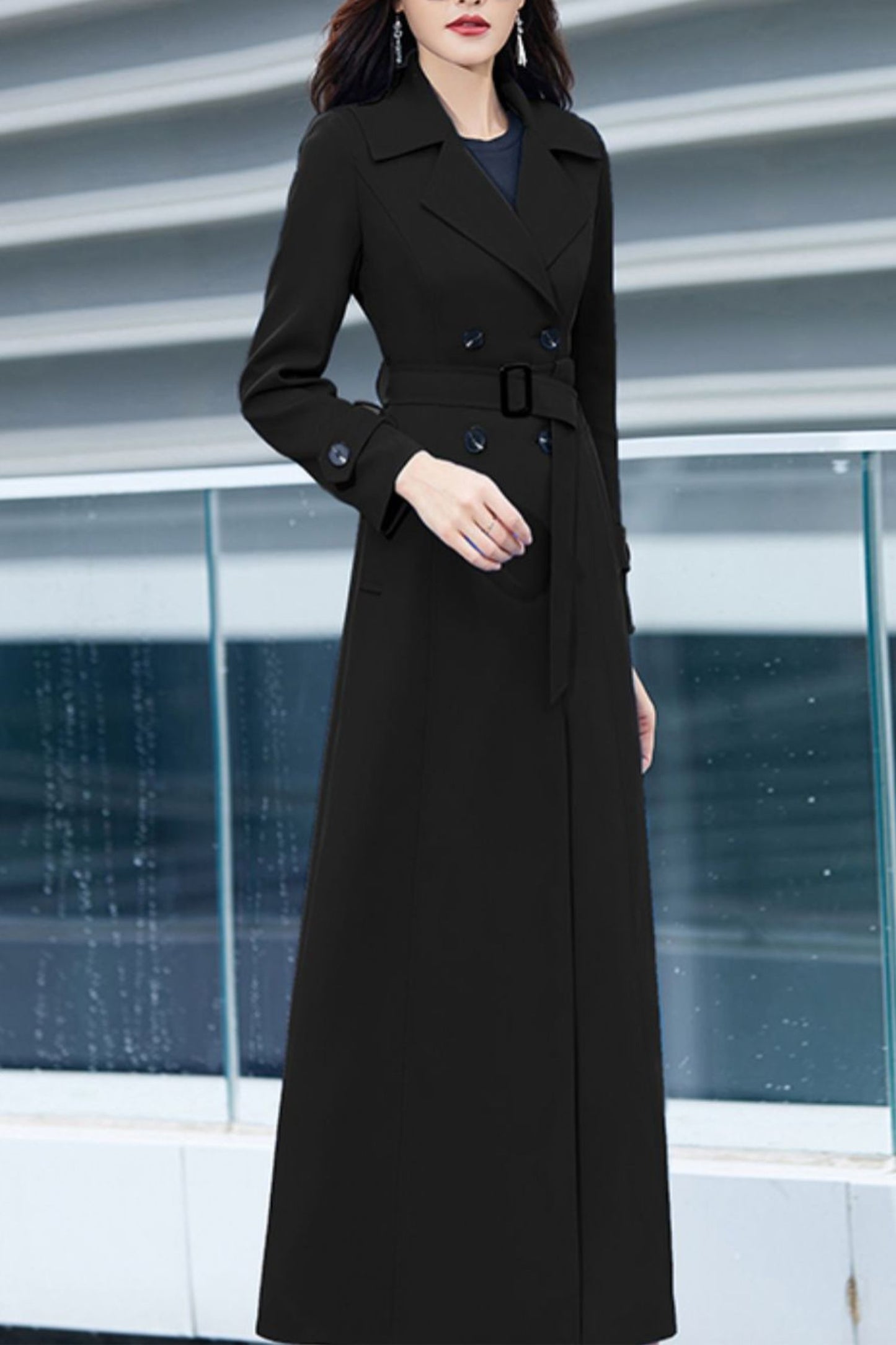 Trench Coat Women, Double Breasted Coat C4155
